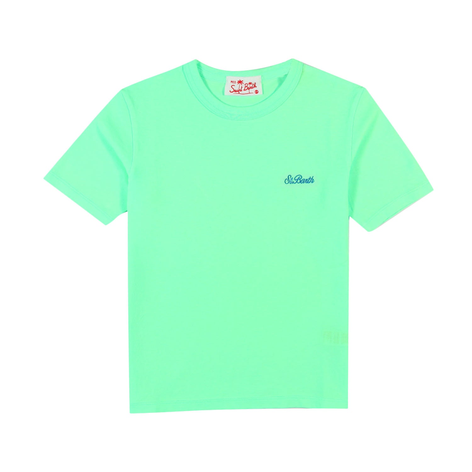 T-SHIRT DOVER UNISEX VERDE MENTA FLUO CON LOGO BLU - annameglio.com abbigliamento moda