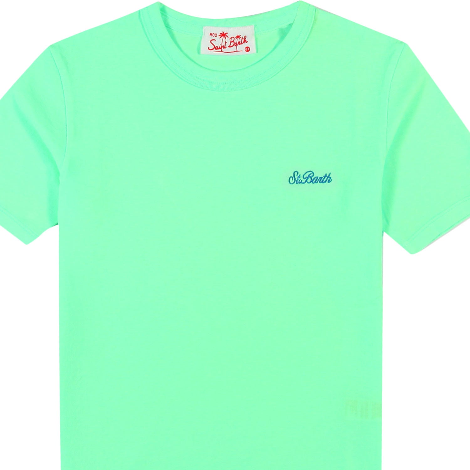 T-SHIRT DOVER UNISEX VERDE MENTA FLUO CON LOGO BLU - annameglio.com abbigliamento moda