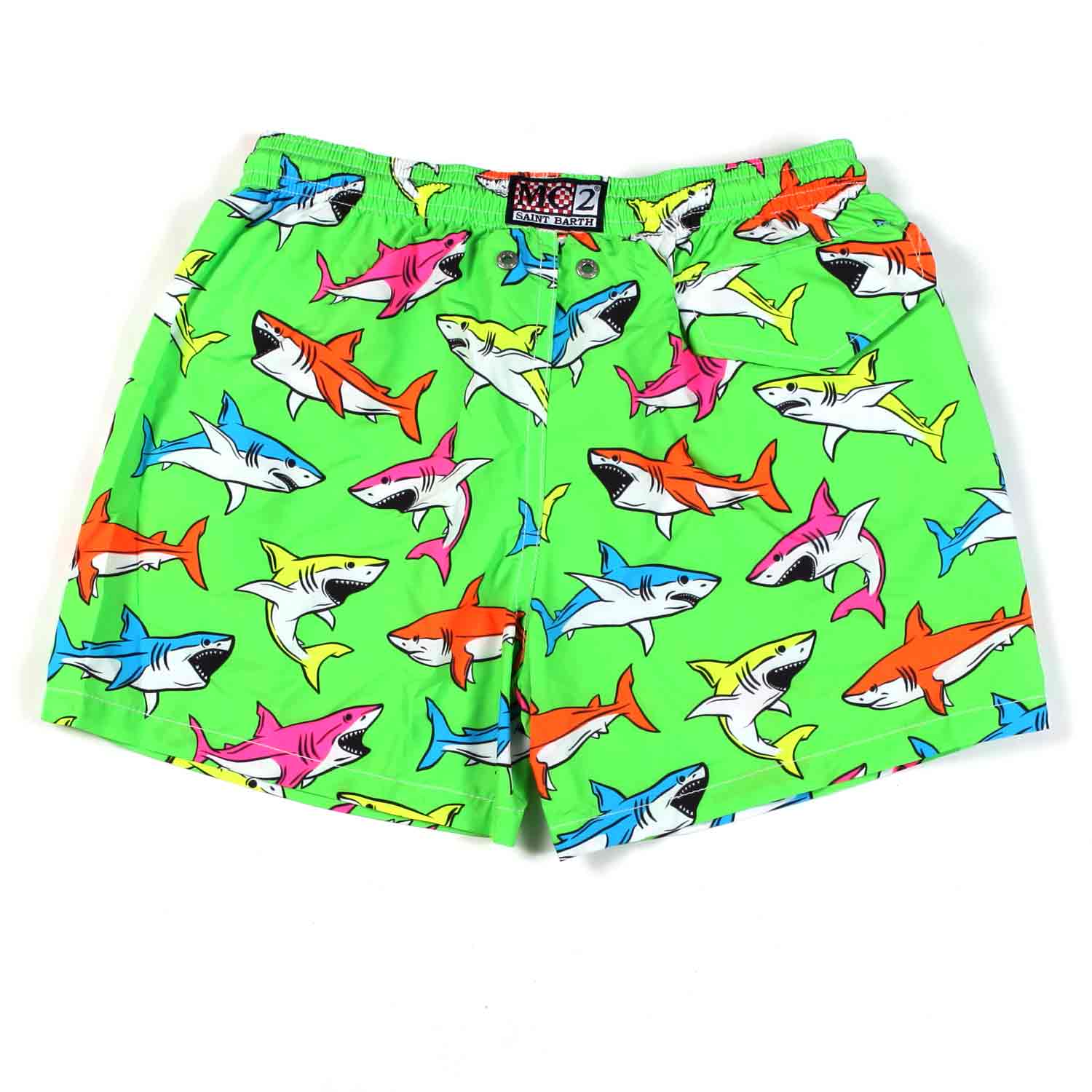 COSTUME BOXER VERDE FLUO CON SQUALI MULTICOLOR - annameglio.com abbigliamento moda