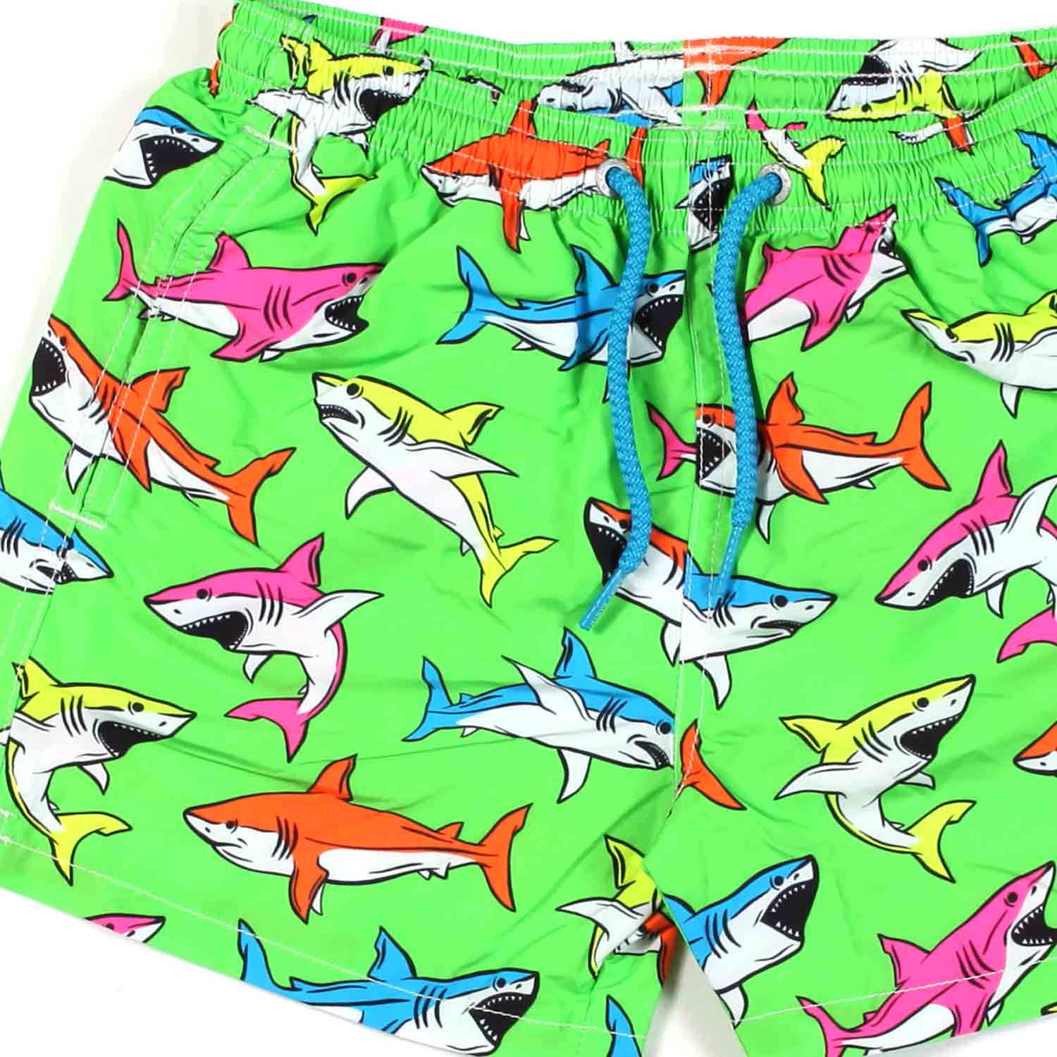 COSTUME BOXER VERDE FLUO CON SQUALI MULTICOLOR - annameglio.com abbigliamento moda