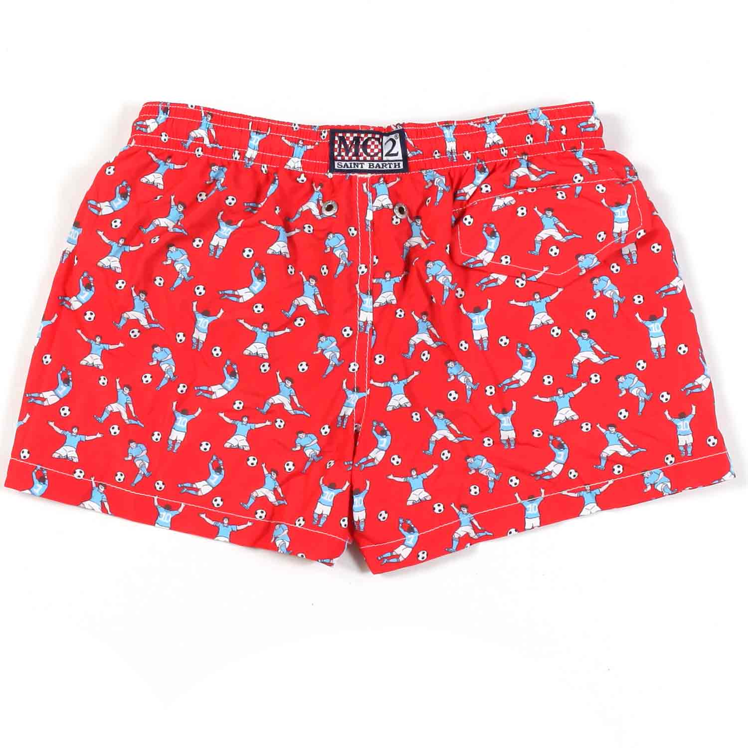 COSTUME BOXER ROSSO CON CALCIATORI CELESTI - annameglio.com abbigliamento moda