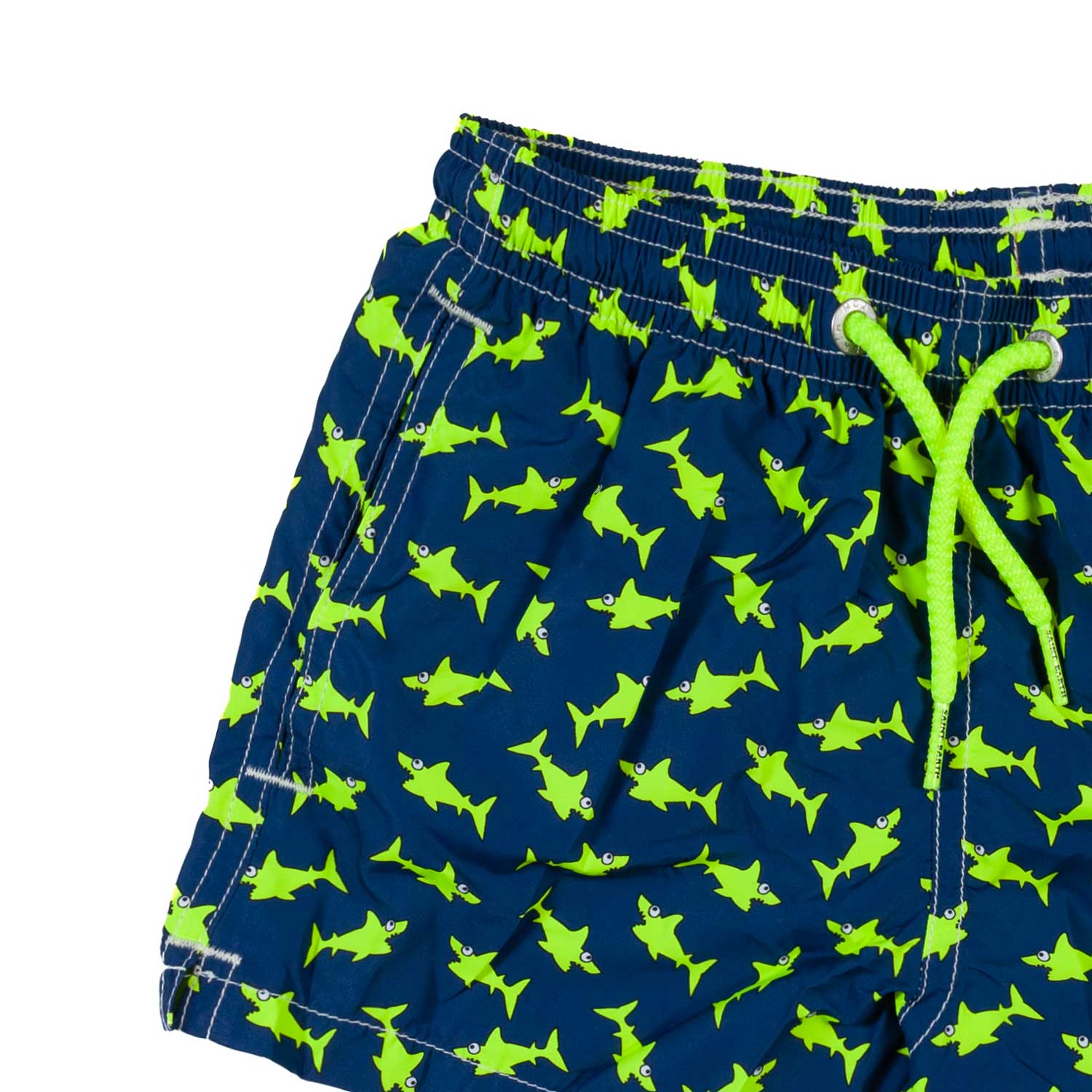 COSTUME BOXER BLU CON MINI SQUALI GIALLO FLUO - annameglio.com abbigliamento moda