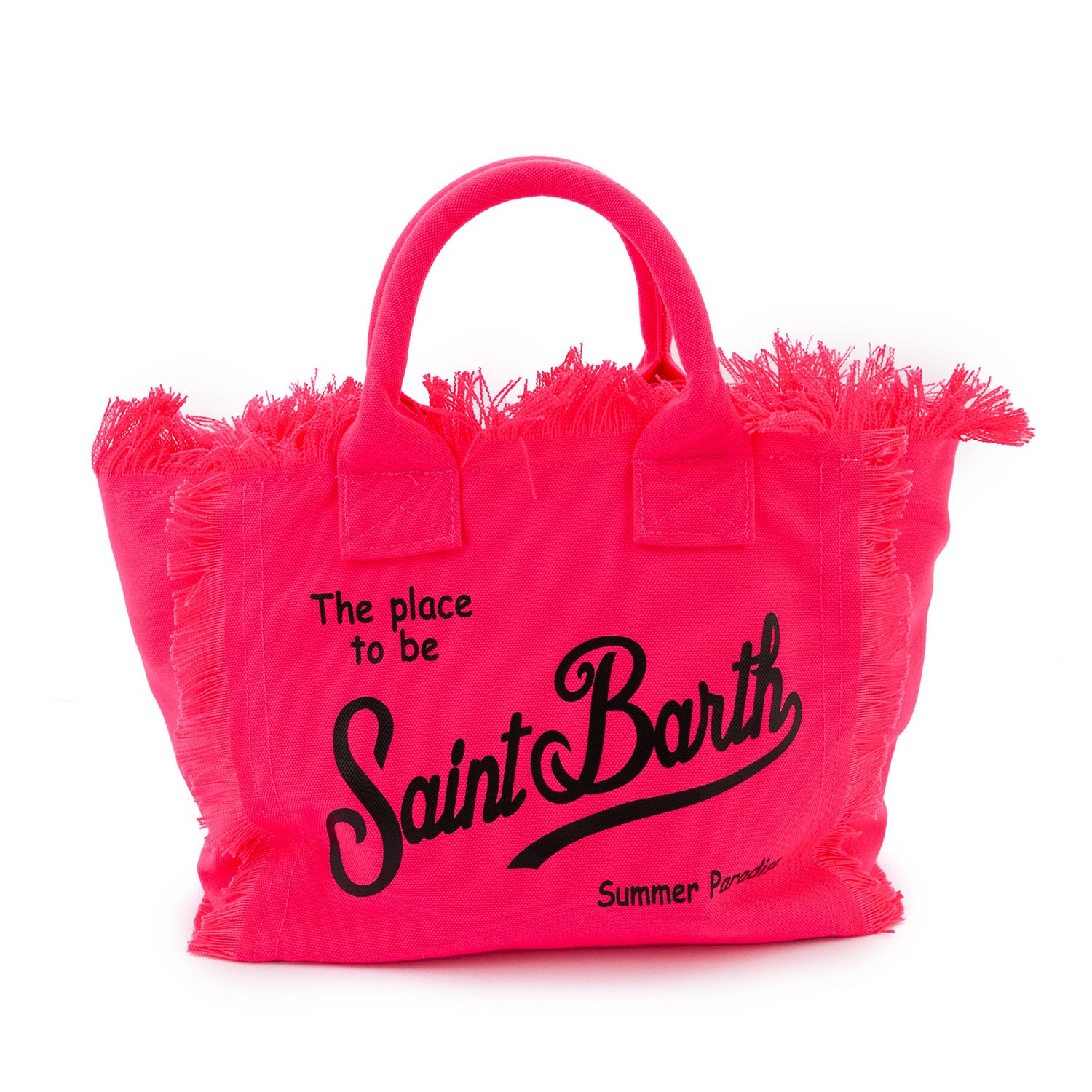 BORSA MINI COLETTE ROSA FLUO CON LOGHI NERI - annameglio.com abbigliamento moda