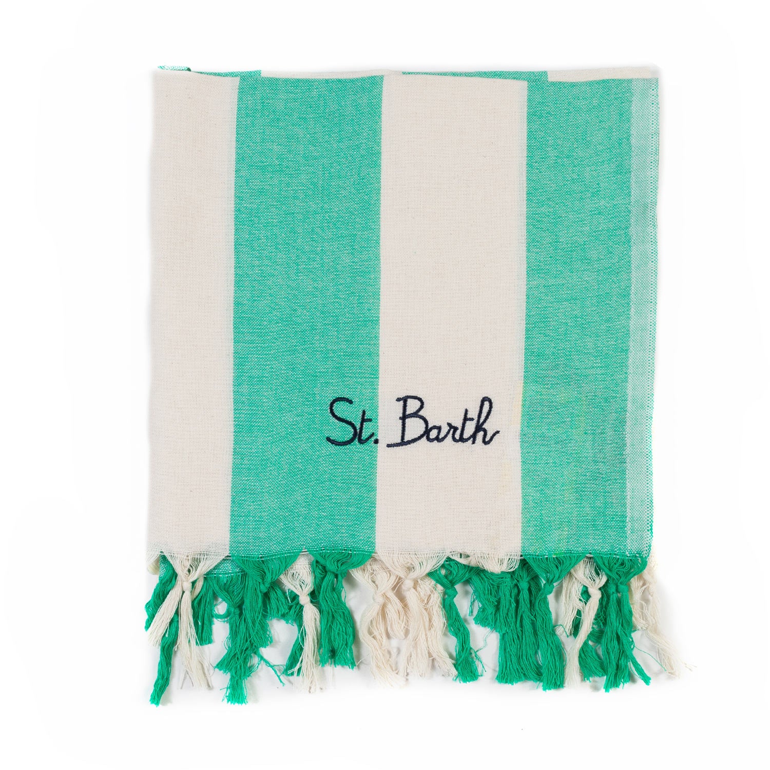 TELO MARE FOUTA BIANCO E VERDE ACQUA A STRISCE - annameglio.com abbigliamento moda