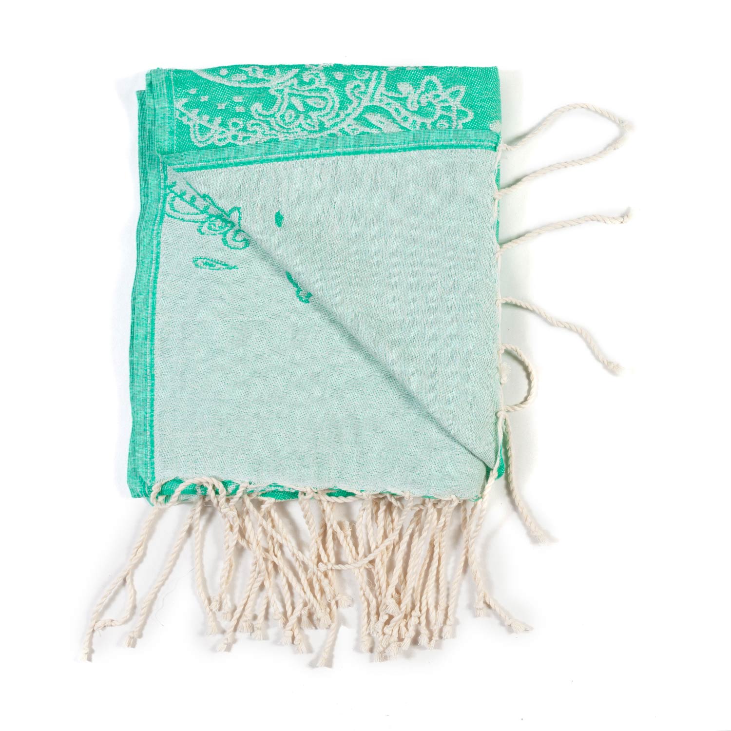 TELO MARE FOUTA PAISLEY VERDE ACQUA E OFF-WHITE - annameglio.com abbigliamento moda