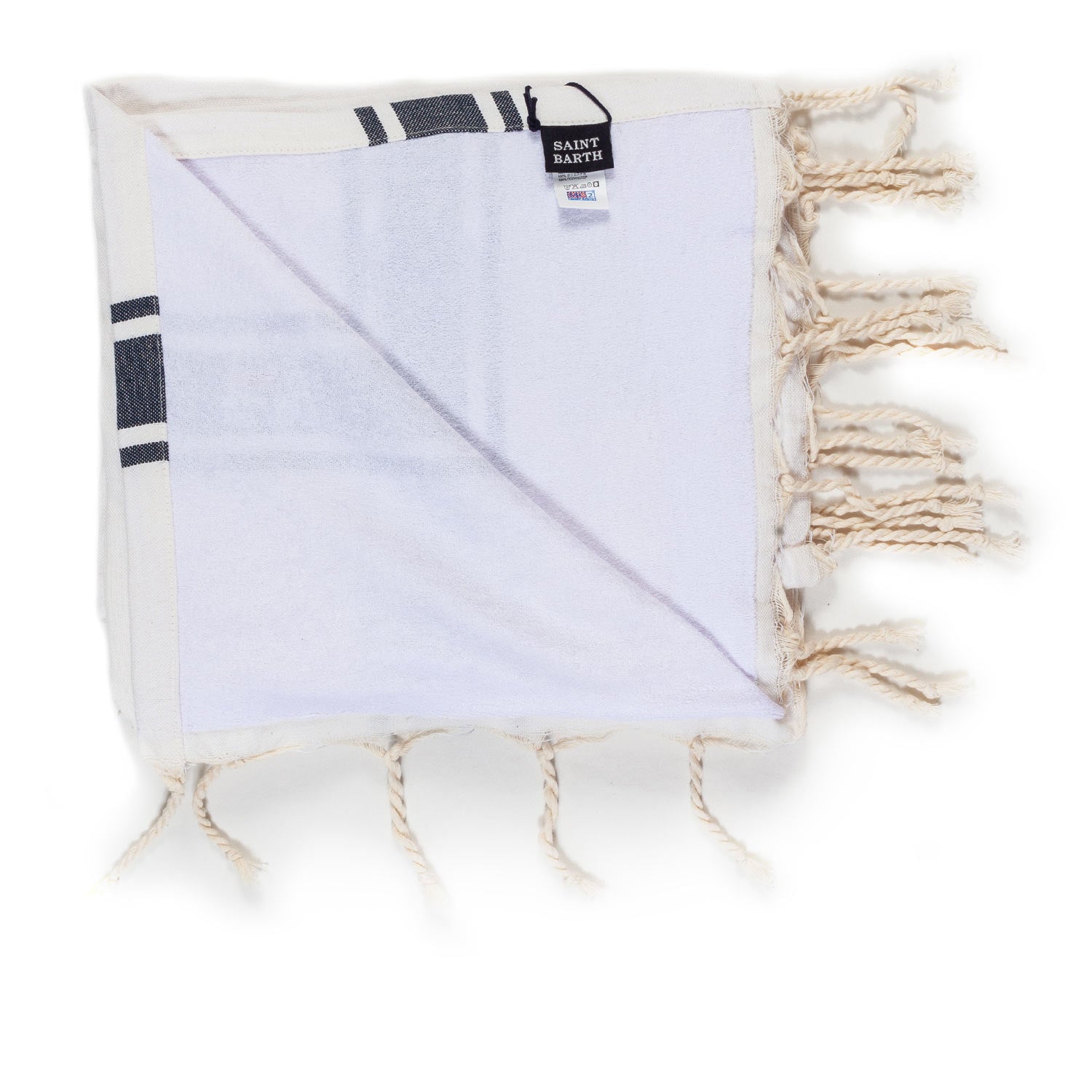 TELO MARE FOUTA IN SPUGNA BIANCO E BLU NAVY - annameglio.com abbigliamento moda
