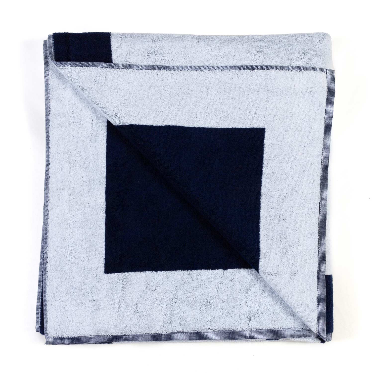 TELO MARE IN SPUGNA BIANCO E BLU NAVY - annameglio.com abbigliamento moda