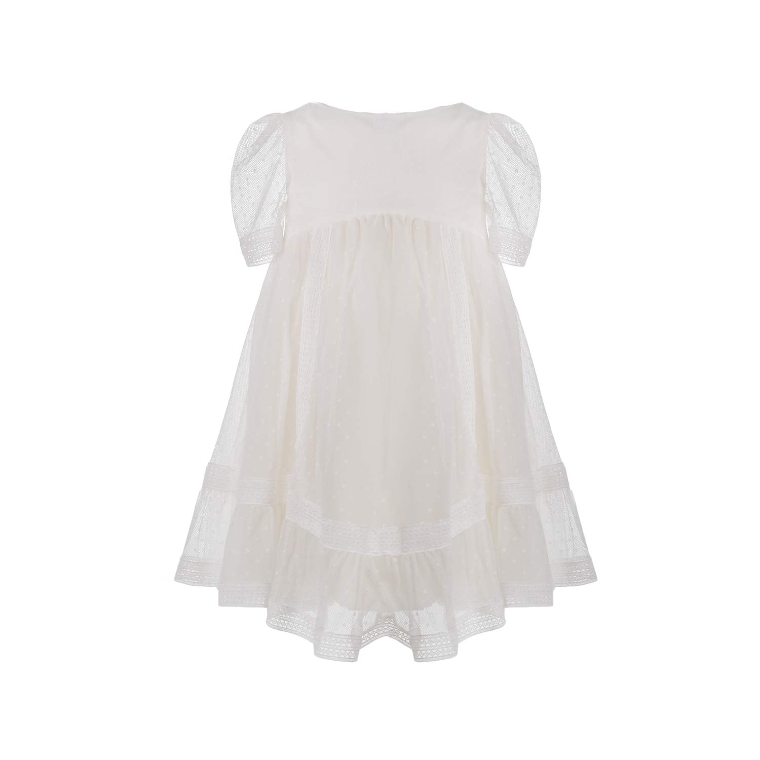 ABITO BIANCO IN TULLE RICAMATO BAMBINA - annameglio.com abbigliamento moda