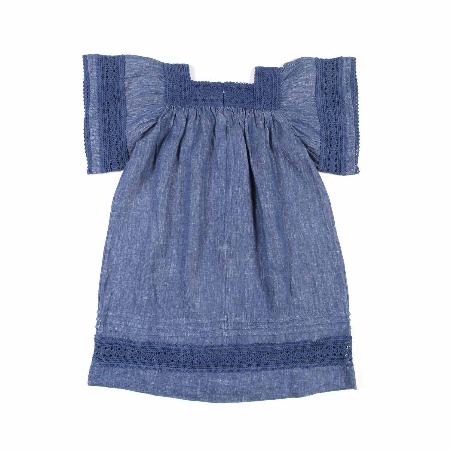 ABITO DI LINO BLU DENIM BAMBINA - annameglio.com abbigliamento moda
