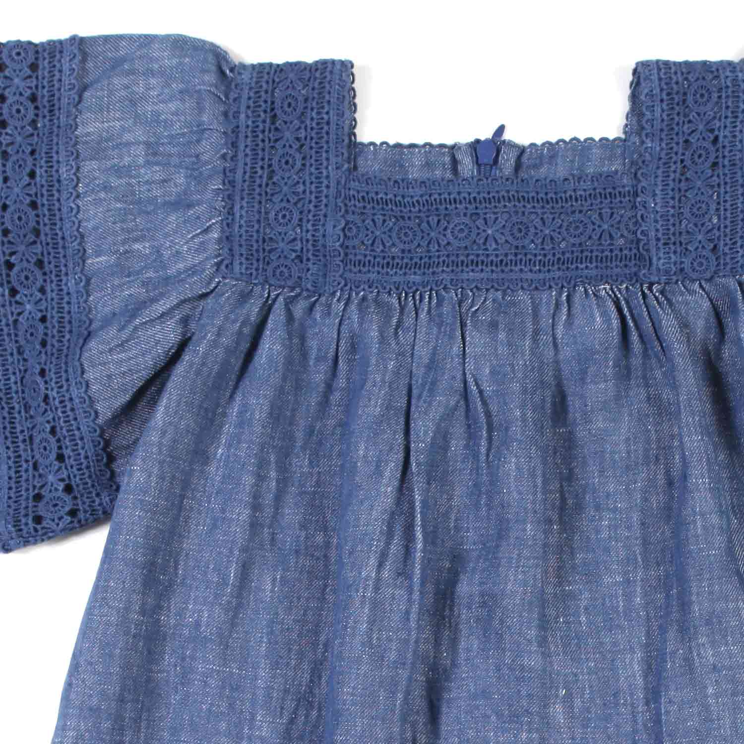 ABITO DI LINO BLU DENIM BAMBINA - annameglio.com abbigliamento moda