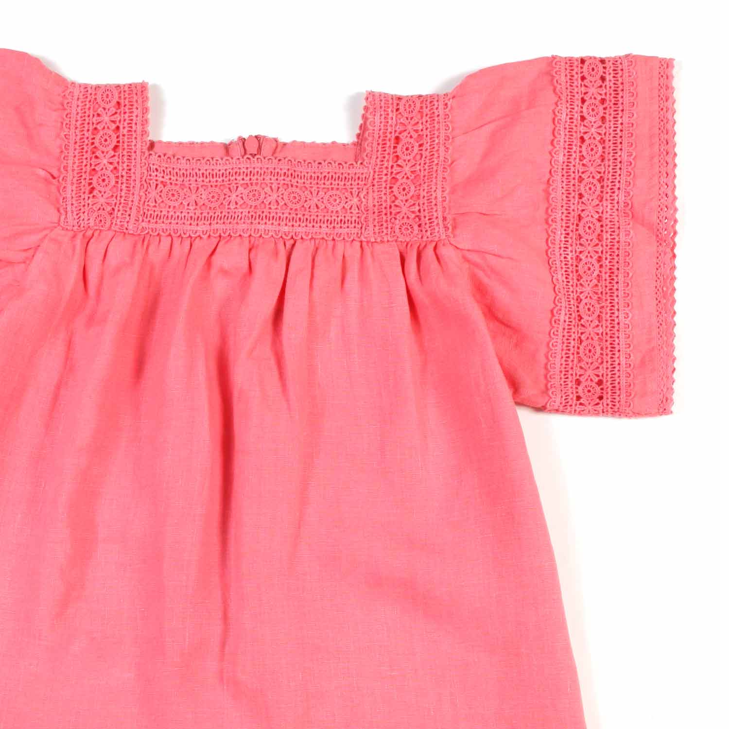 ABITO LINO ROSA SALMONE BAMBINA - annameglio.com abbigliamento moda