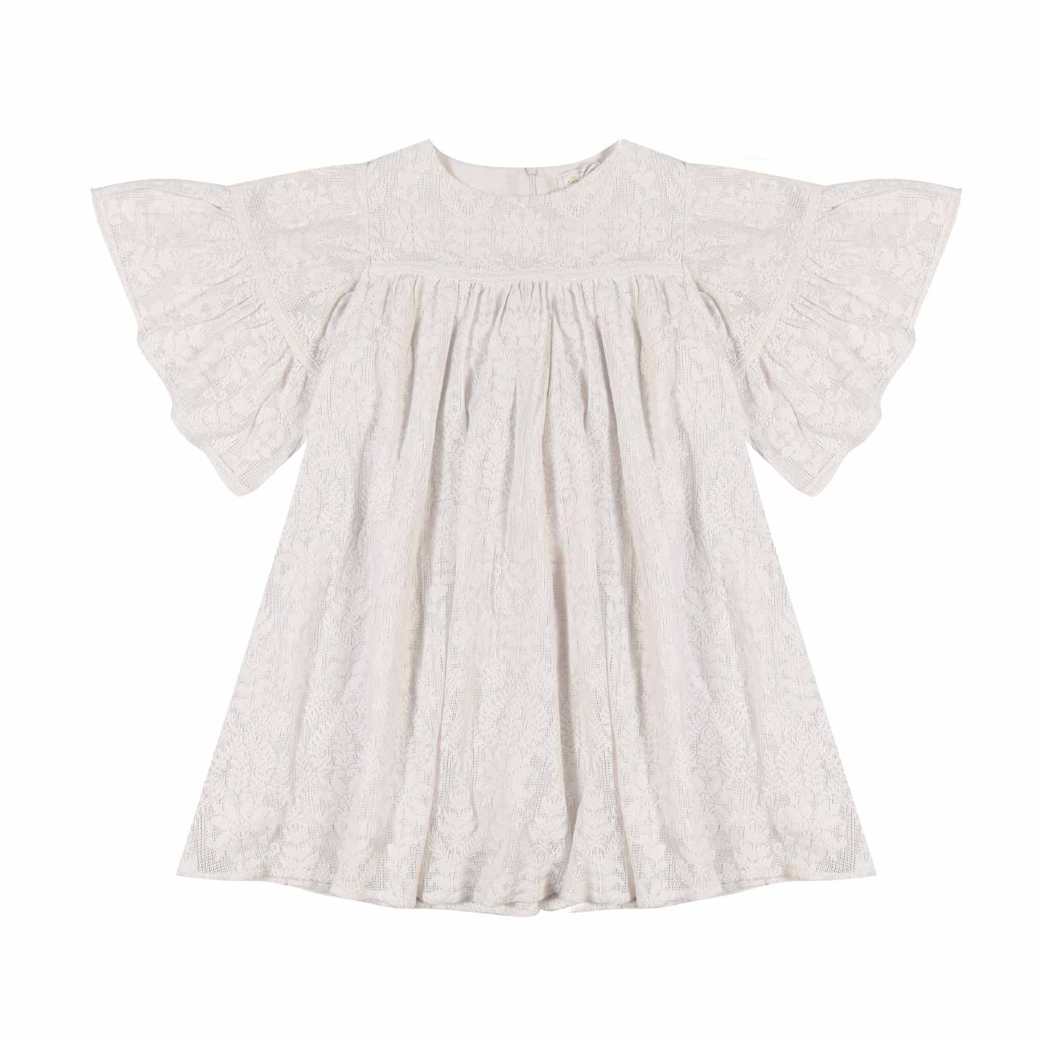 ABITO IN PIZZO FLOREALE ECRU BAMBINA - annameglio.com abbigliamento moda