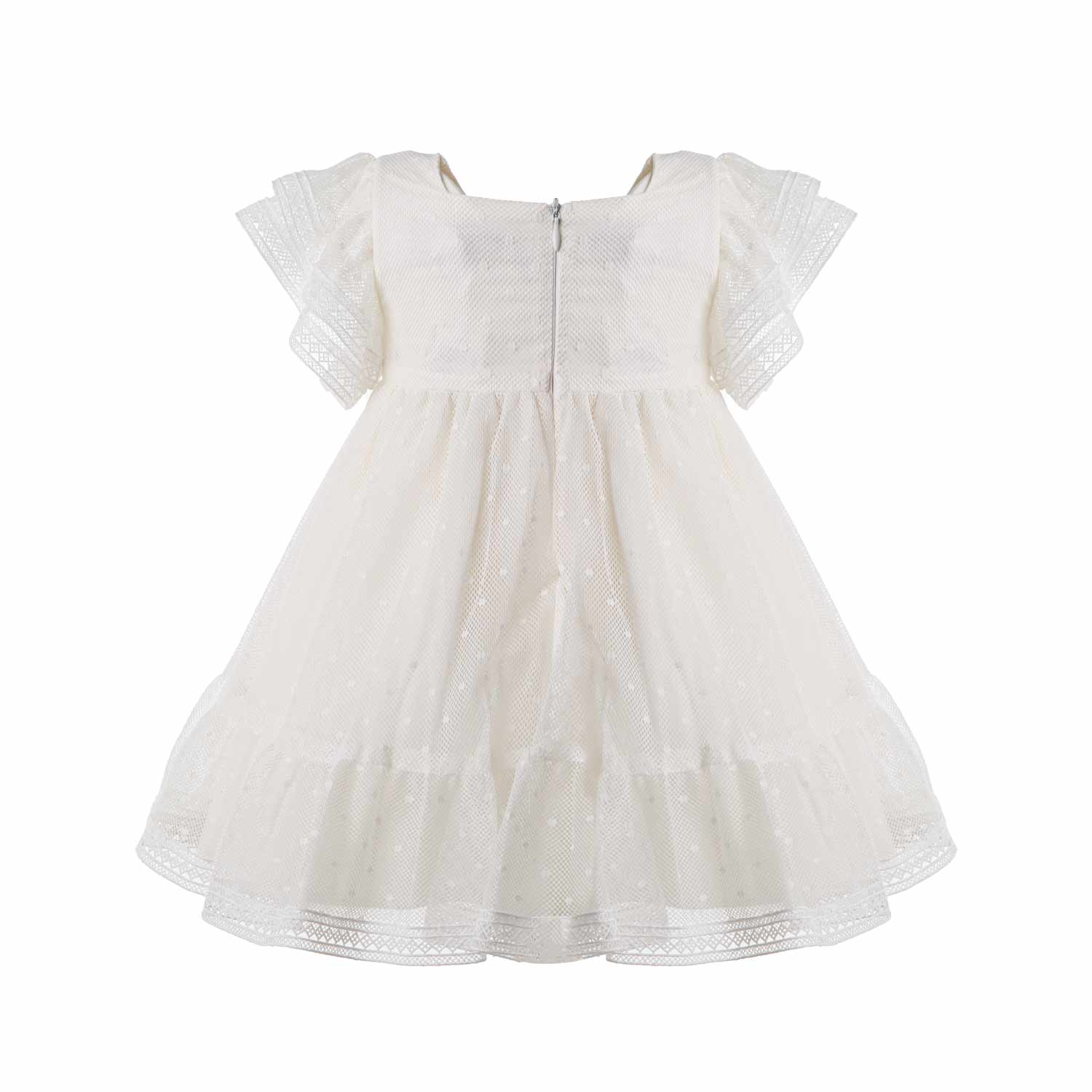 ABITO ECRU IN TULLE RICAMATO BIMBA E NEONATA - annameglio.com abbigliamento moda