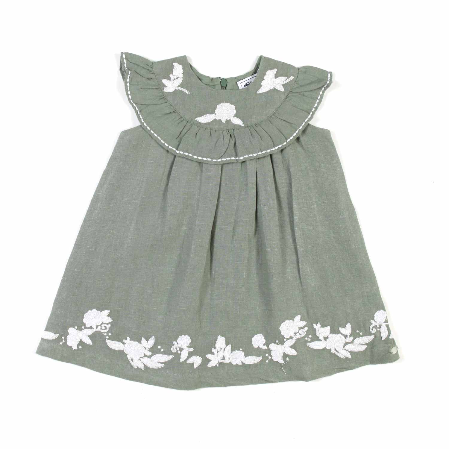 ABITO LINO VERDE KHAKI BIMBA E NEONATA - annameglio.com abbigliamento moda