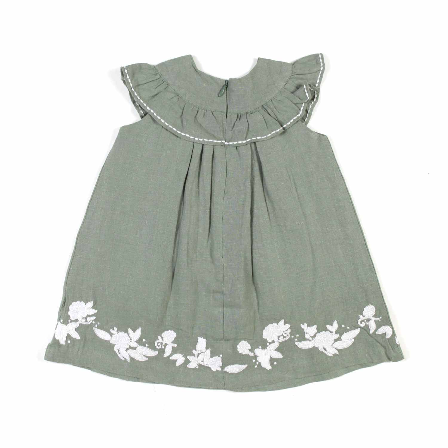 ABITO LINO VERDE KHAKI BIMBA E NEONATA - annameglio.com abbigliamento moda