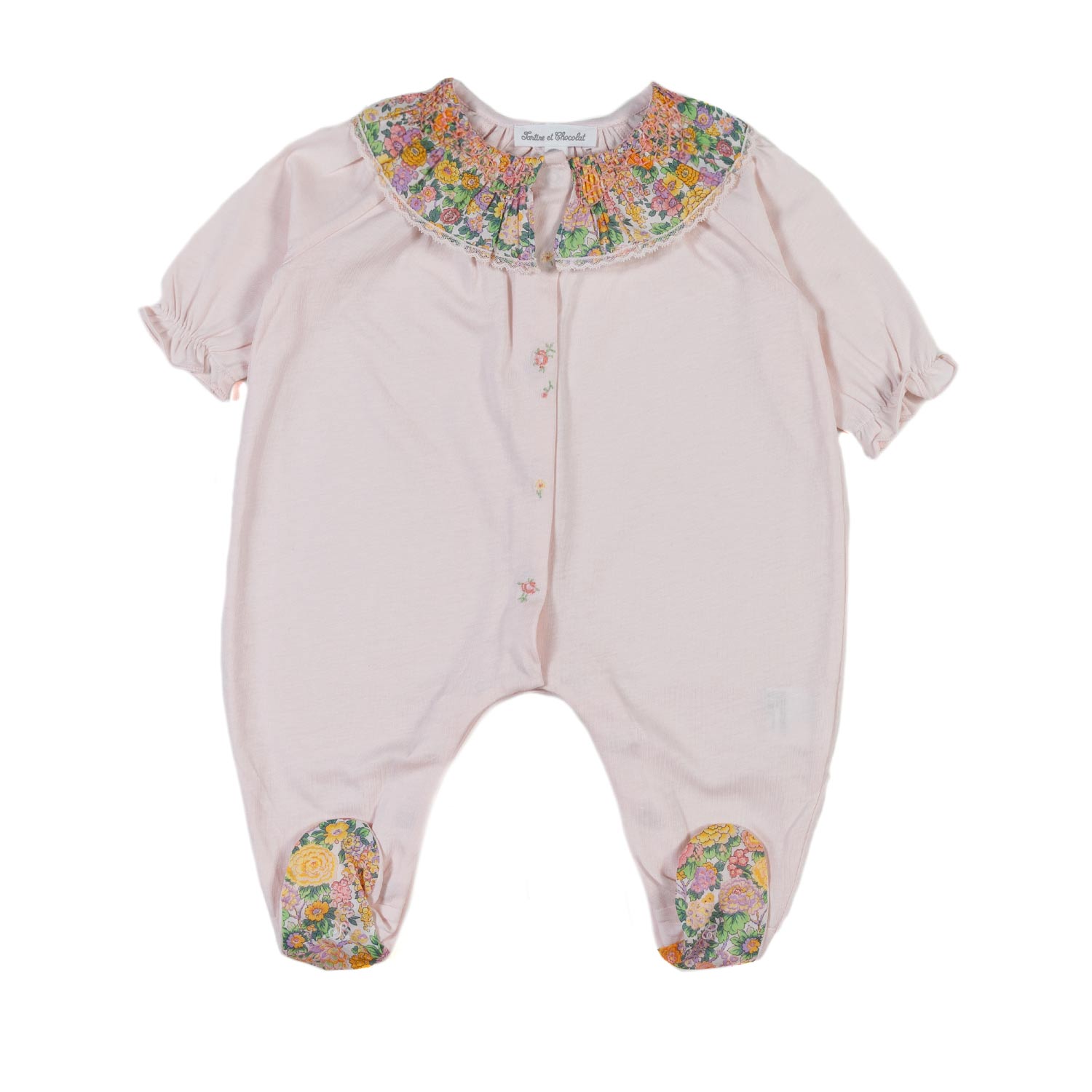 TUTINA ROSA CON FIORI MULTICOLOR NEONATA - annameglio.com abbigliamento moda