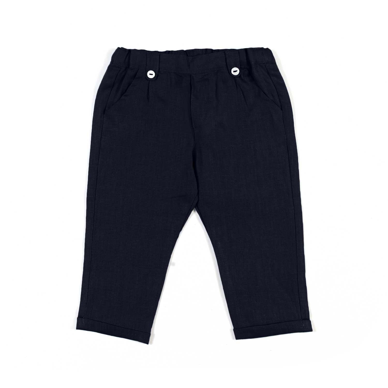 PANTALONE LINO BLU NAVY BIMBO E NEONATO - annameglio.com abbigliamento moda
