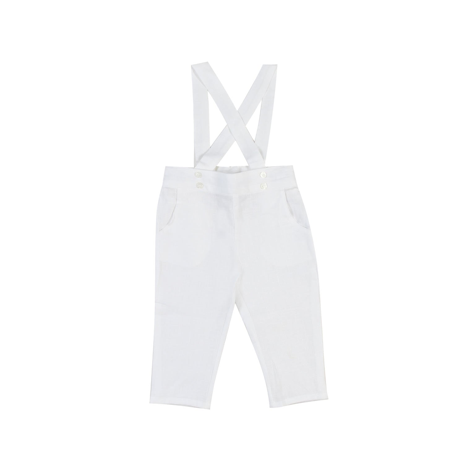 PANTALONE LINO BIANCO CON BRETELLE BIMBO E NEONATO - annameglio.com abbigliamento moda