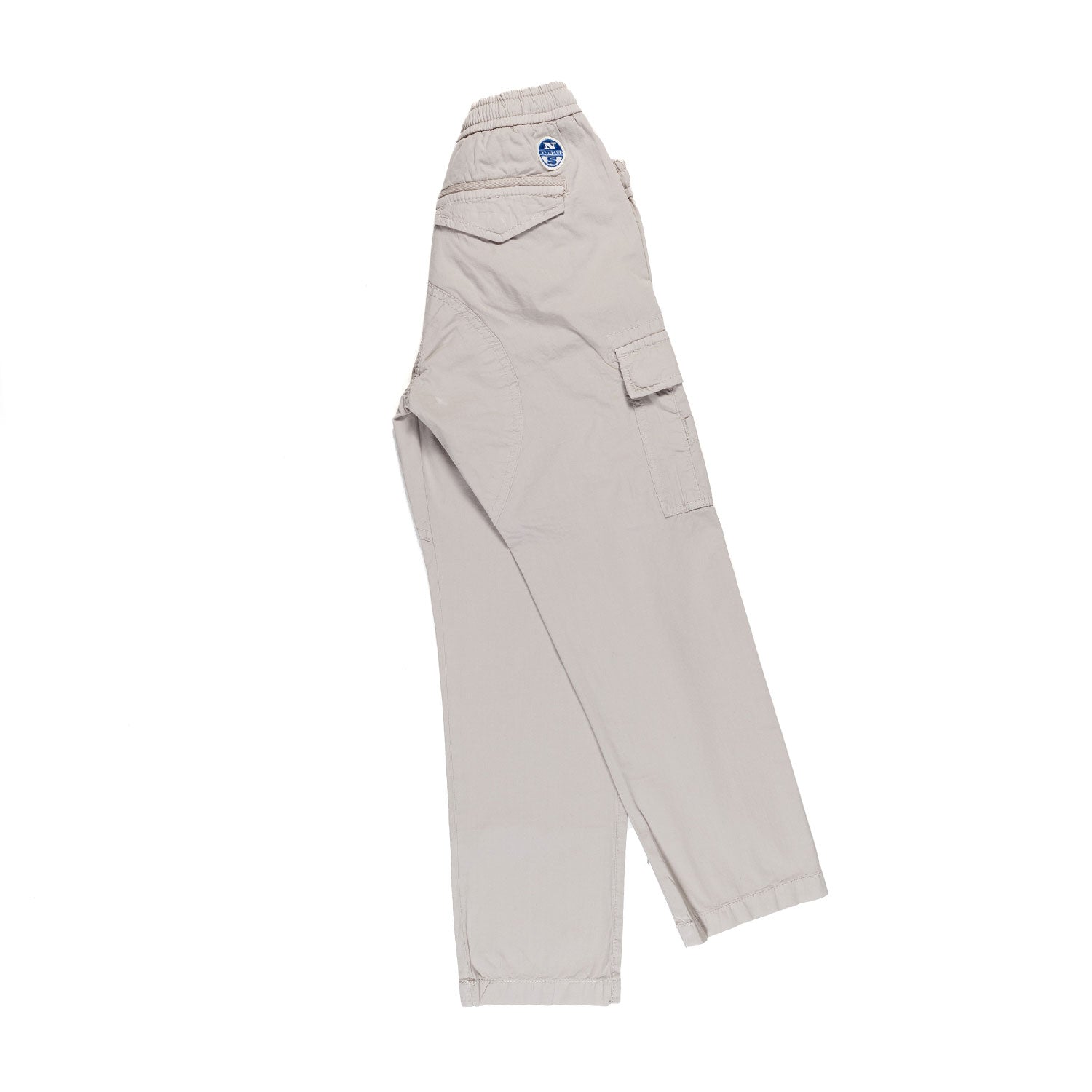 PANTALONE CARGO GRIGIO CHIARO CON PATCH LOGO BLU - annameglio.com abbigliamento moda