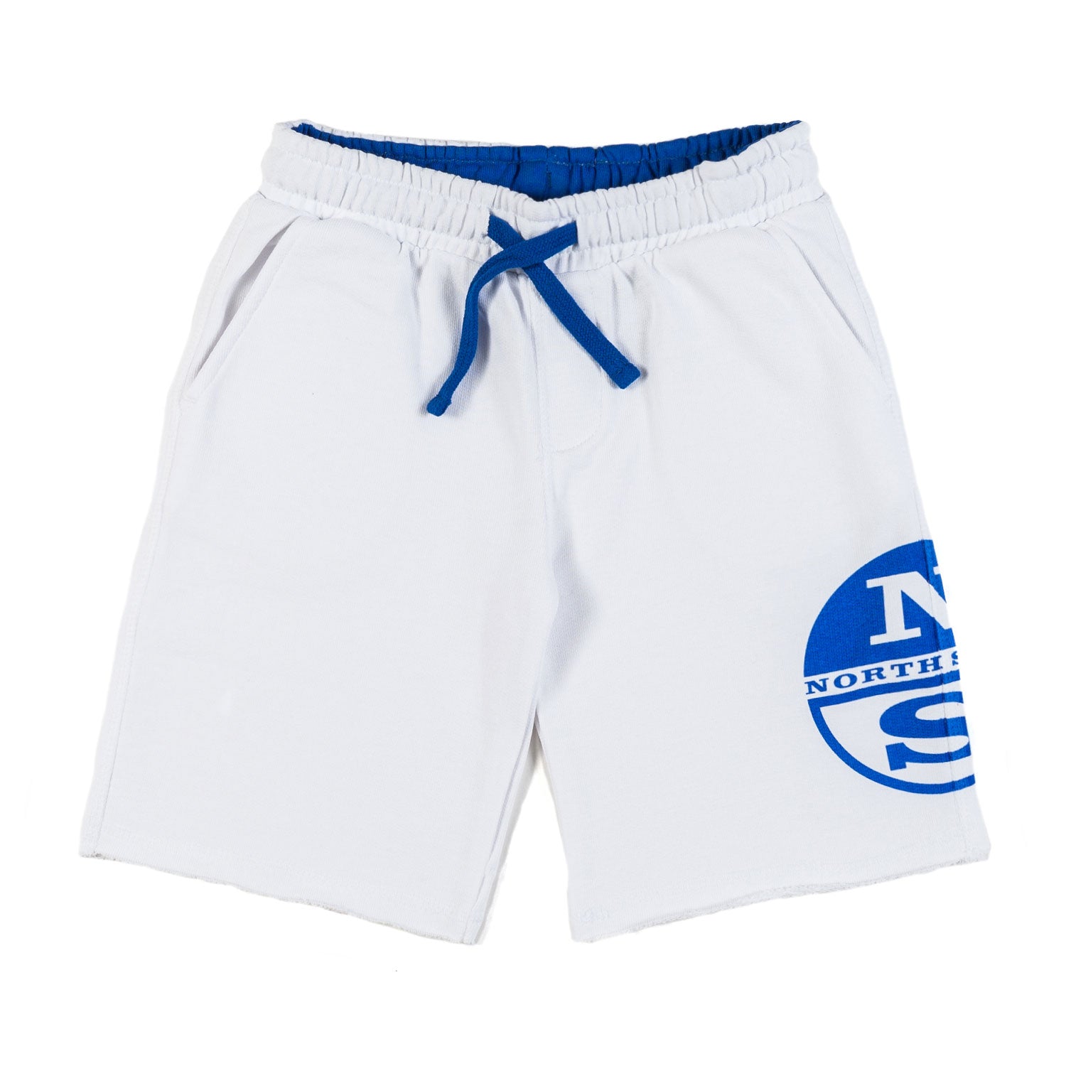 SHORTS FELPA BIANCO CON MAXI LOGO AZZURRO - annameglio.com abbigliamento moda
