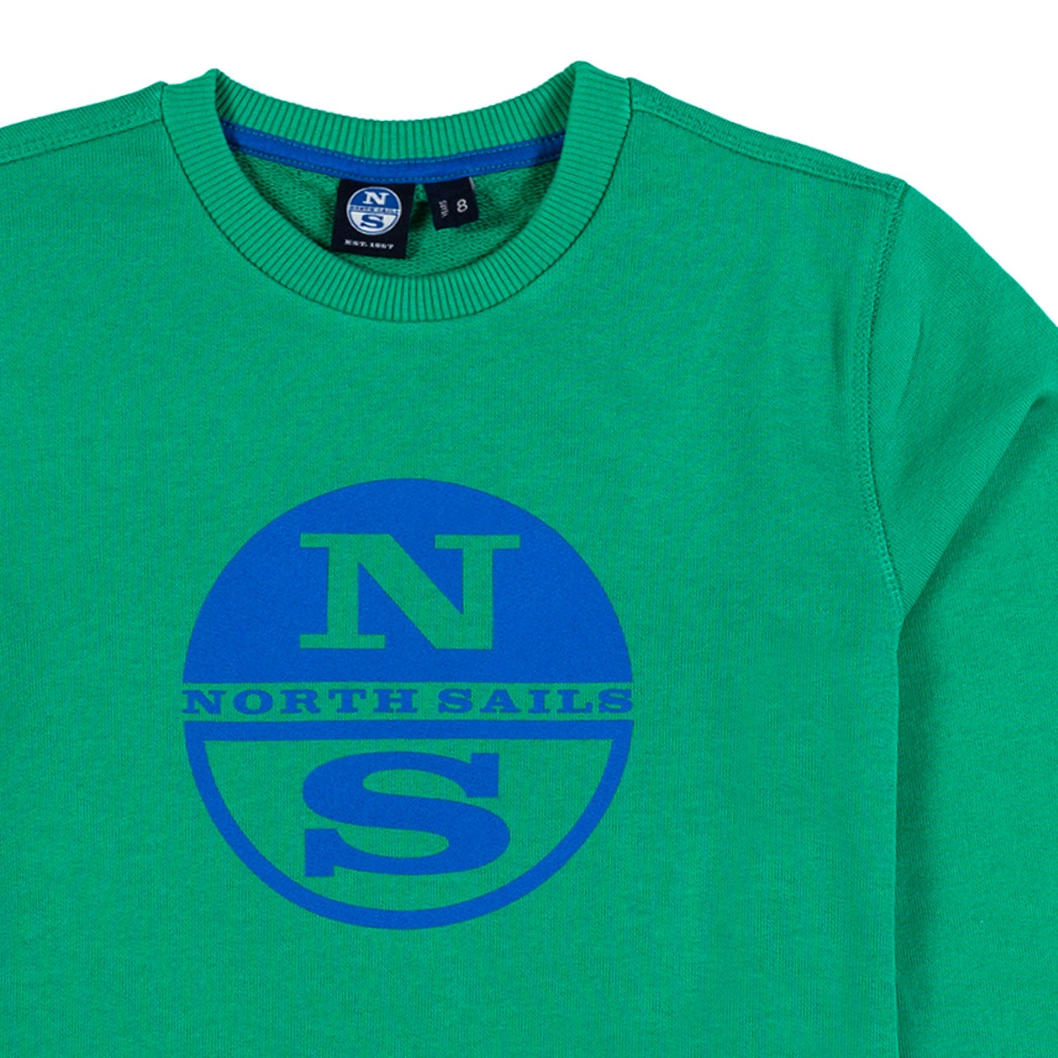 FELPA VERDE PRATO CON MAXI LOGO AZZURRO - annameglio.com abbigliamento moda