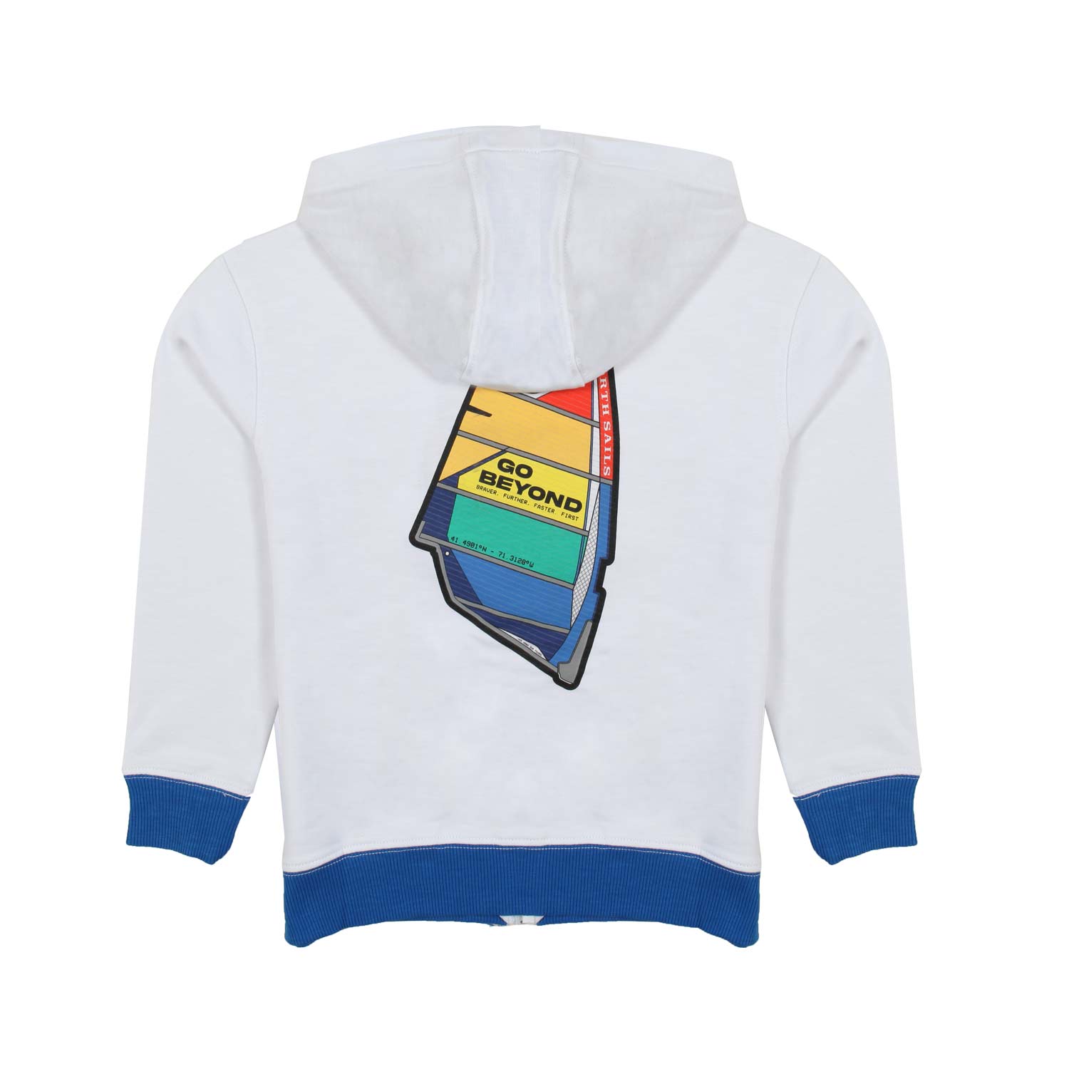 FELPA HOODIE BIANCA E BLU CON STAMPE MULTICOLOR - annameglio.com abbigliamento moda