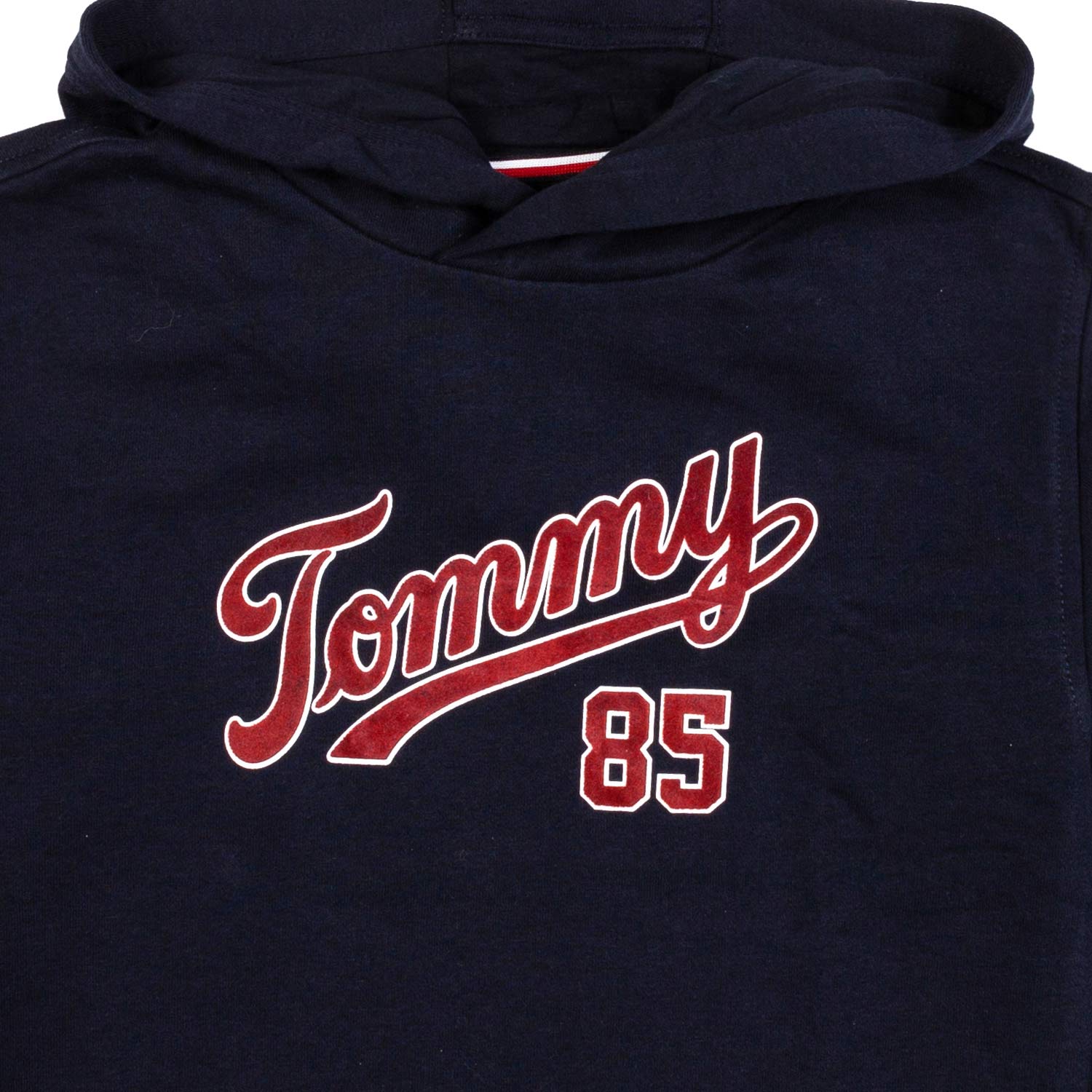 FELPA HOODIE BLU NAVY CON LOGO VELLUTO ROSSO - annameglio.com abbigliamento moda