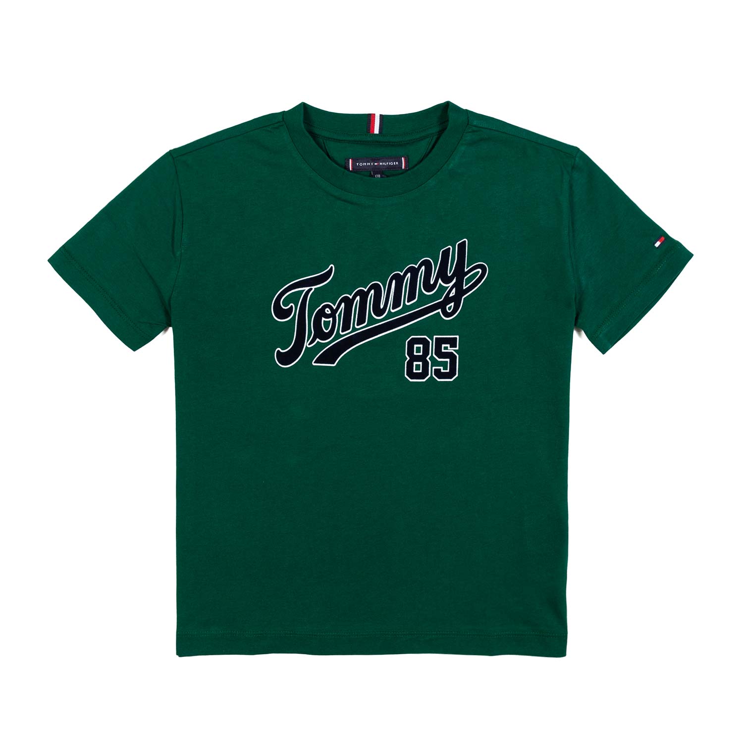 T-SHIRT VERDE SCURO CON LOGO VELLUTO BLU - annameglio.com abbigliamento moda