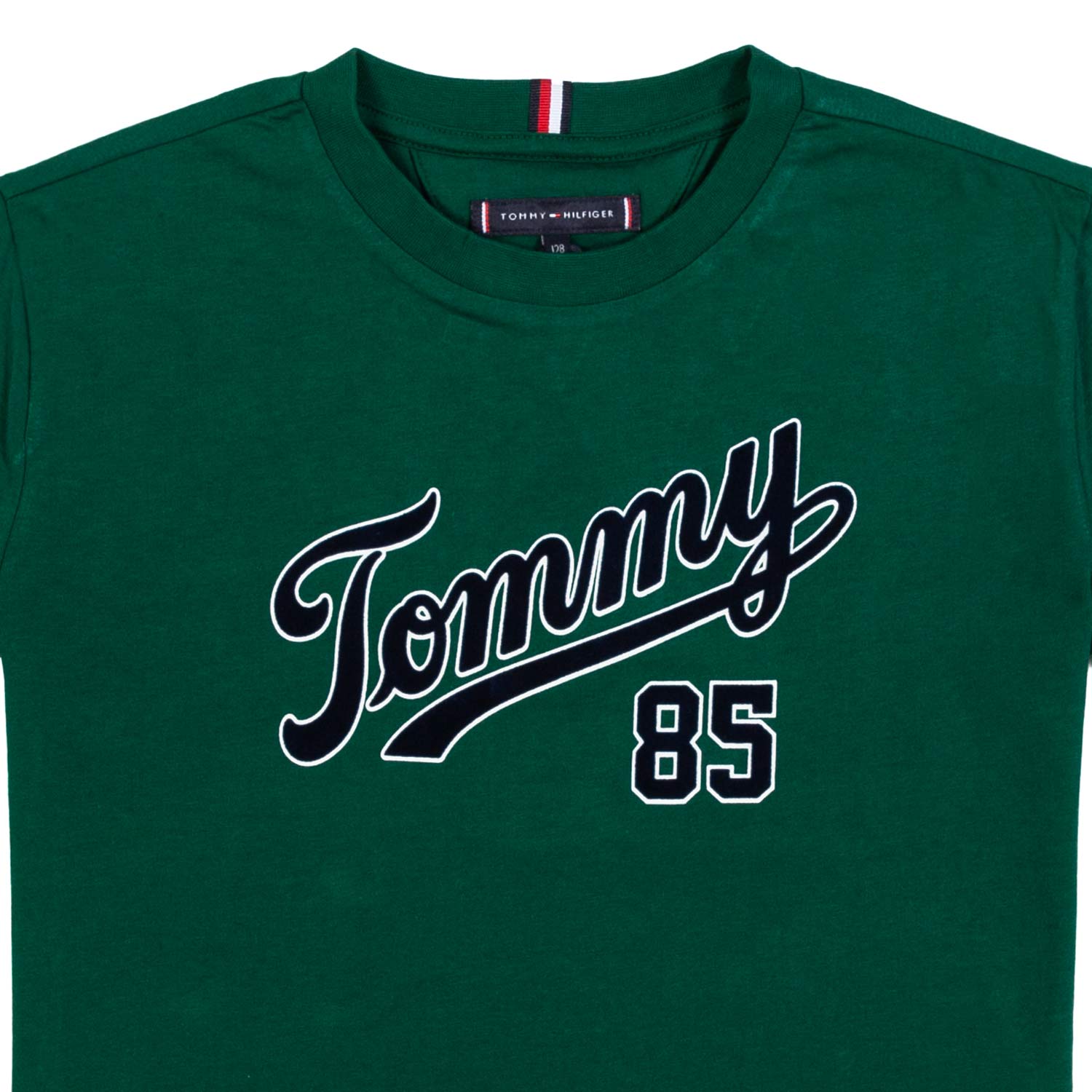 T-SHIRT VERDE SCURO CON LOGO VELLUTO BLU - annameglio.com abbigliamento moda