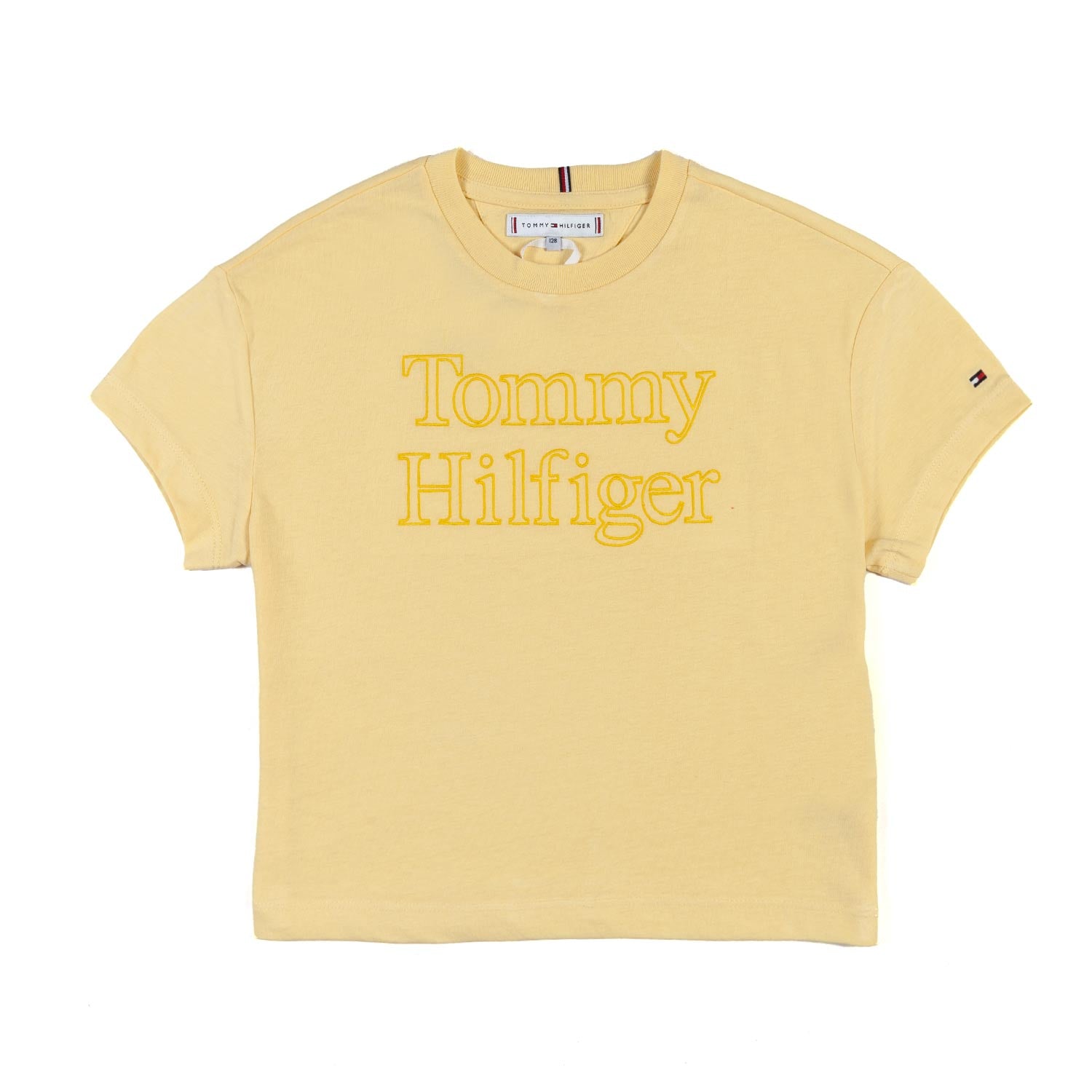 T-SHIRT CROP gialla CON LOGO RICAMATO - annameglio.com abbigliamento moda