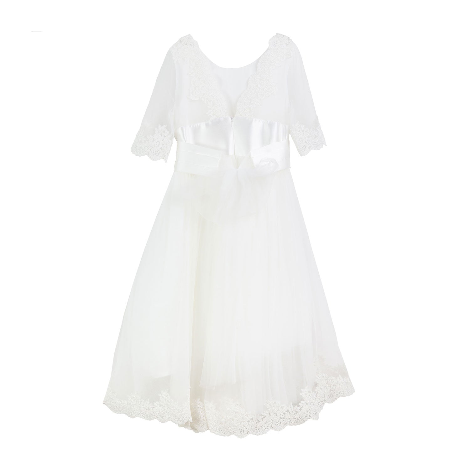 ABITO AVORIO SATINATO CON SPILLA FLOREALE - annameglio.com abbigliamento moda