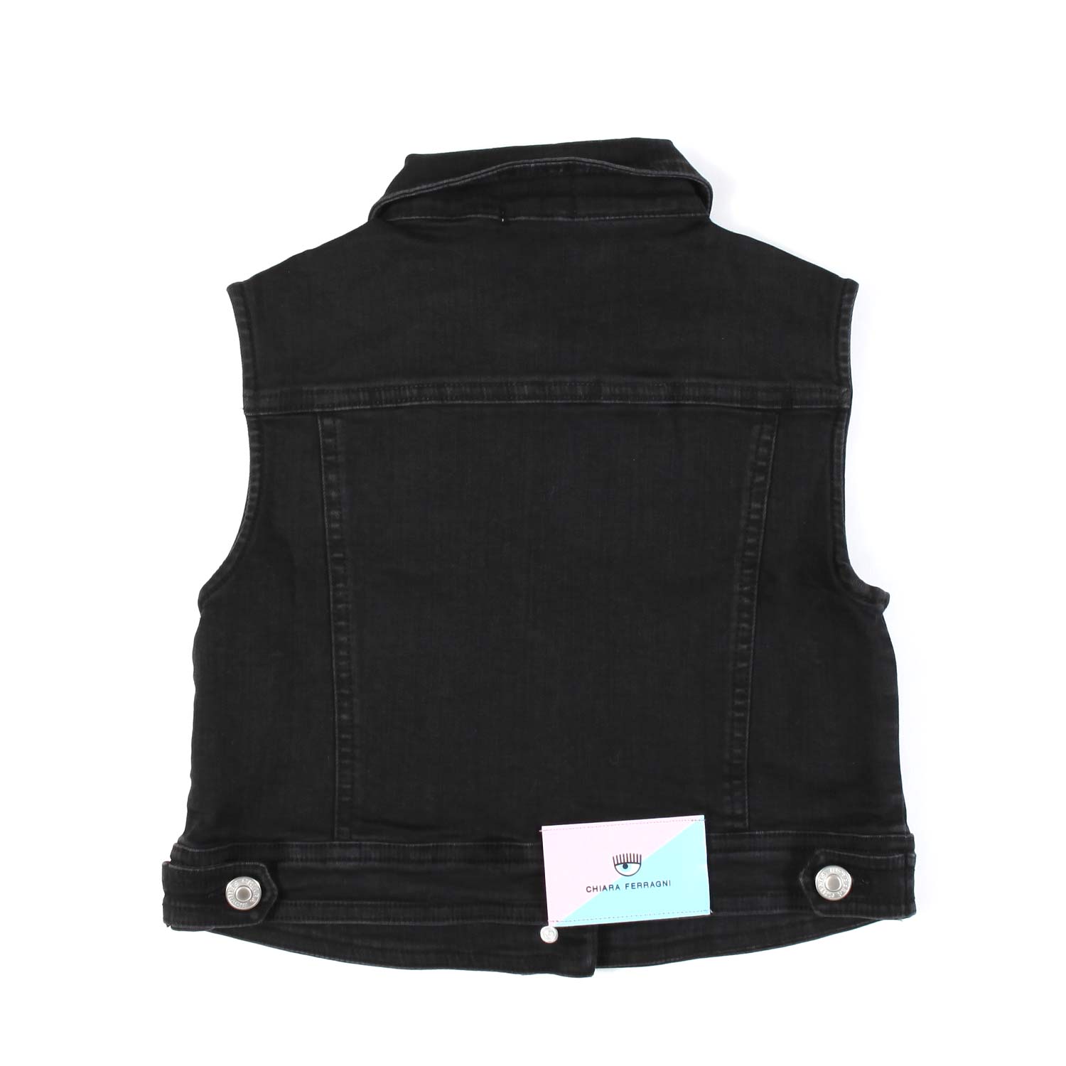 GILET DI JEANS NERO CON PATCH MULTICOLOR - annameglio.com abbigliamento moda