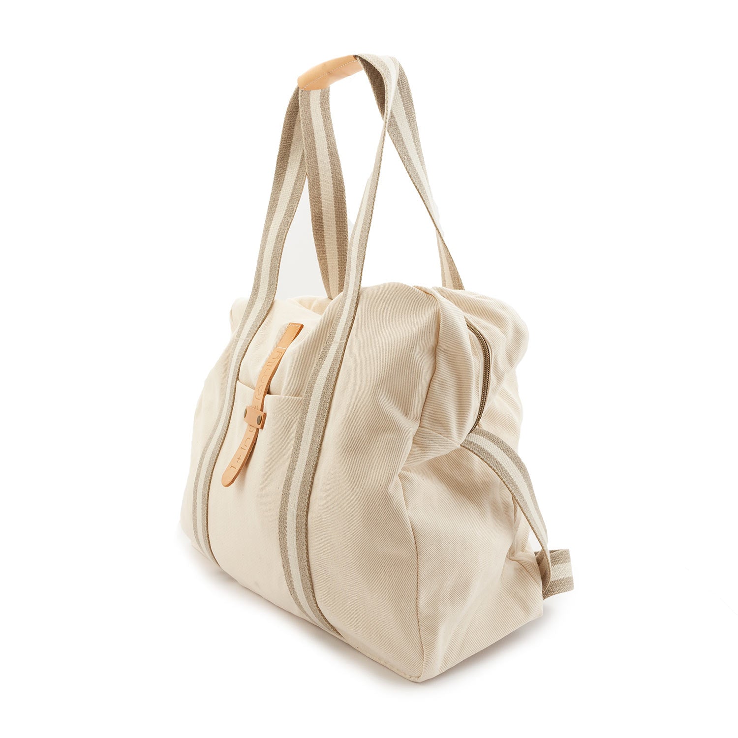 BORSA FASCIATOIO IN TWILL AVORIO E BEIGE - annameglio.com abbigliamento moda