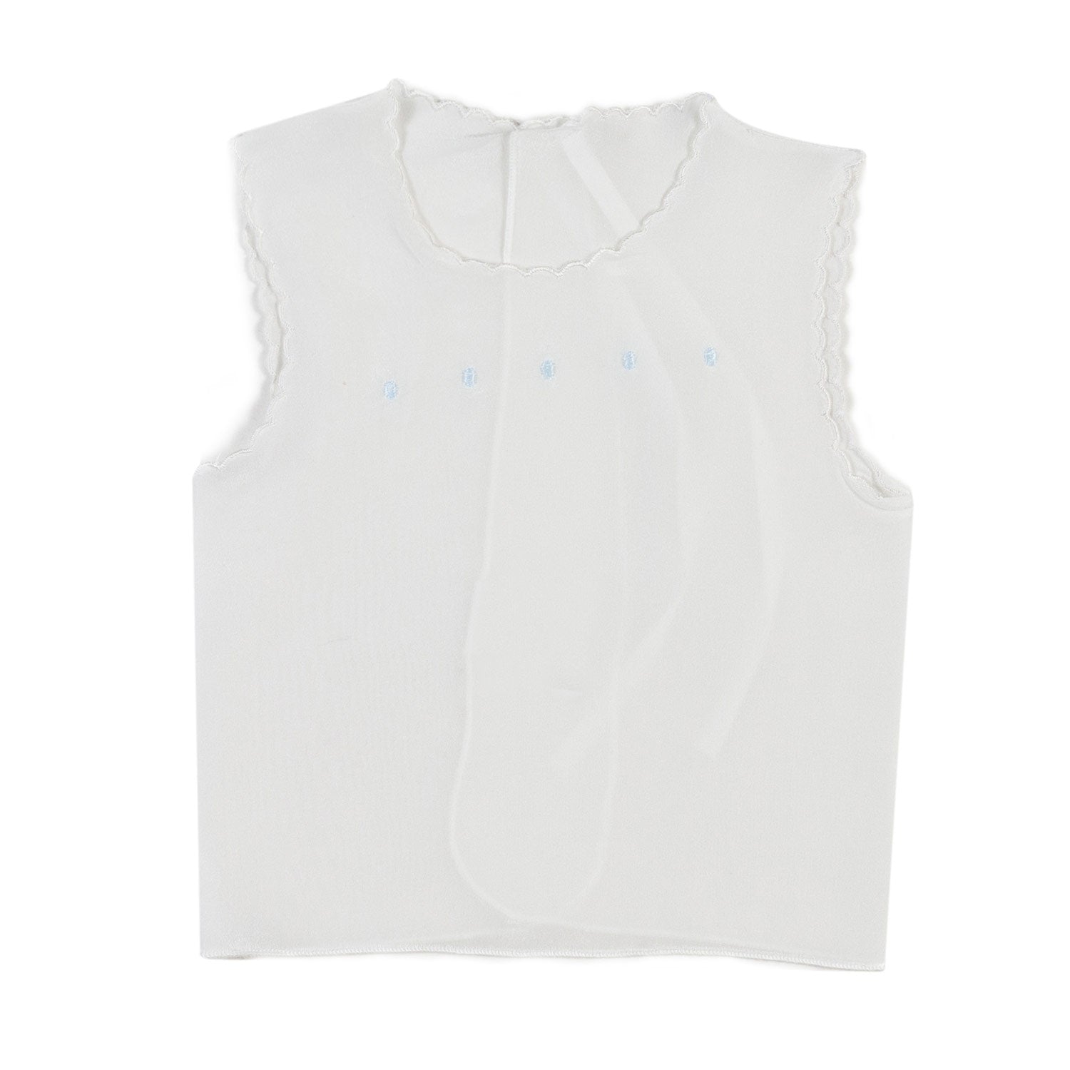 CAMICINO BIANCO PANNA CON RICAMI CELESTI NEONATO - annameglio.com abbigliamento moda