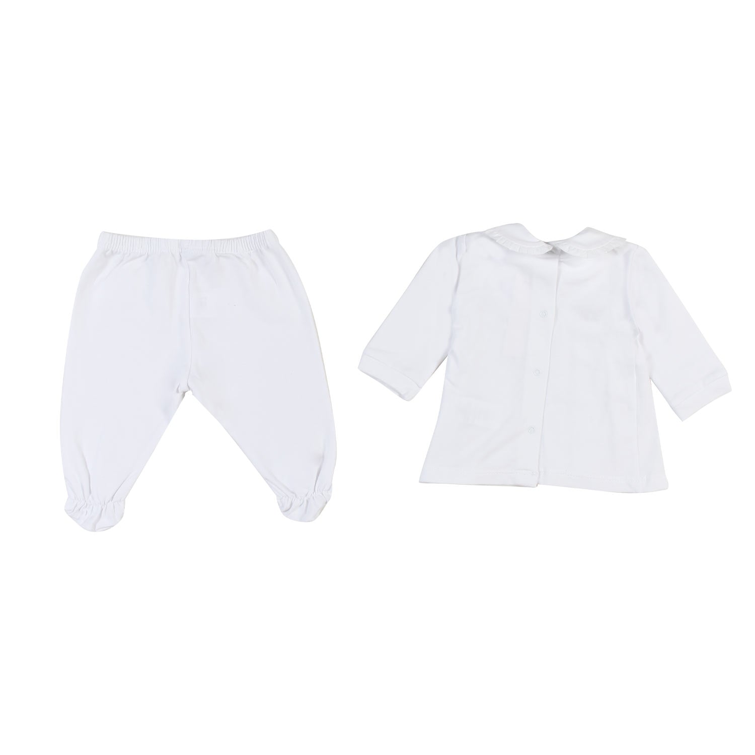 TUTINA 2 PEZZI BIANCA CON FIORI RICAMATI NEONATA - annameglio.com abbigliamento moda