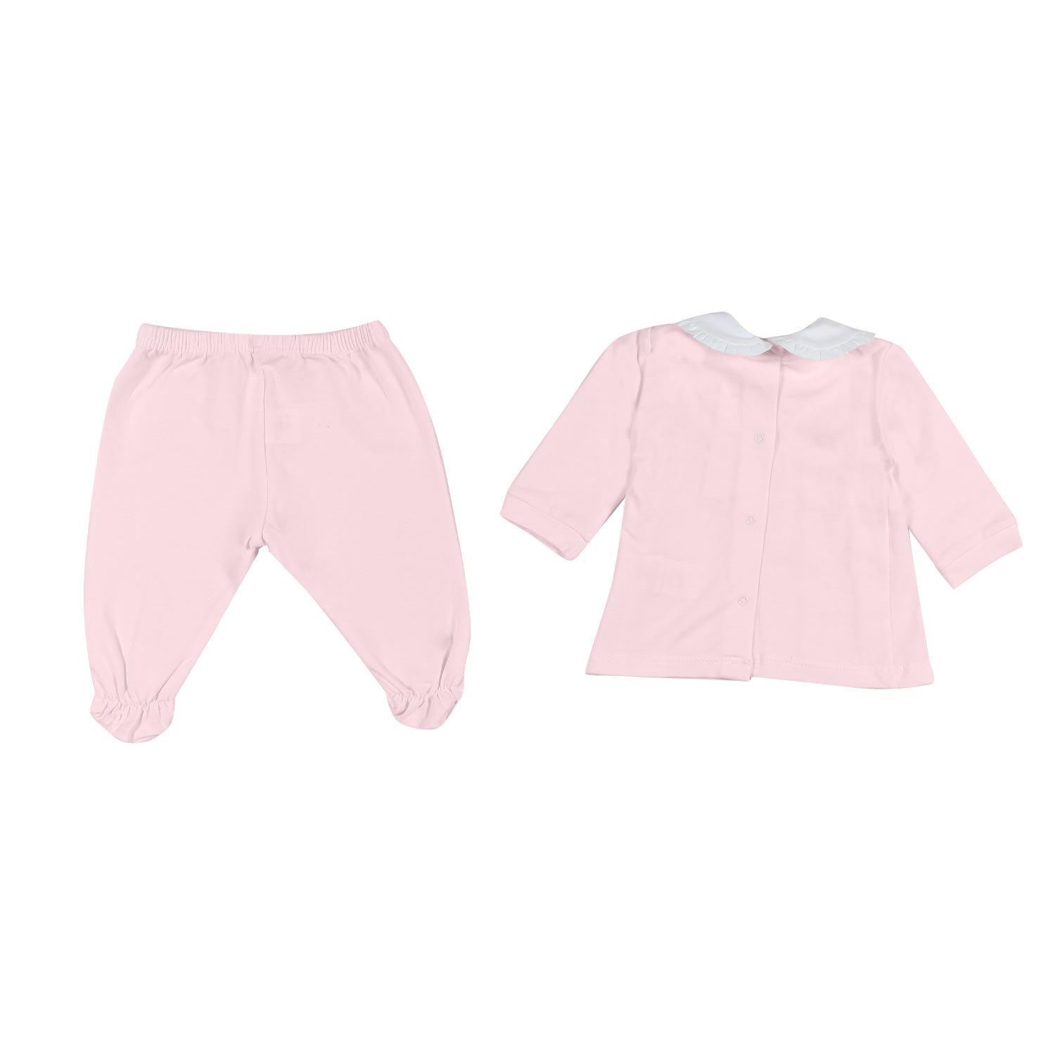 TUTINA 2 PEZZI ROSA CON FIORI RICAMATI NEONATA - annameglio.com abbigliamento moda