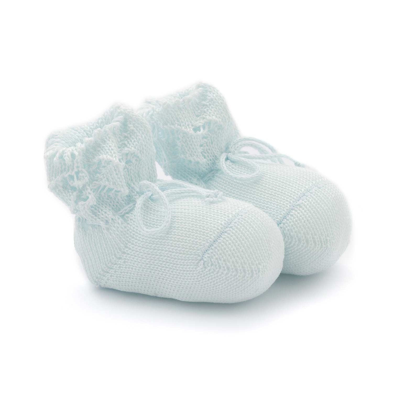 SCARPINA NASCITA IN TRICOT CELESTE NEONATO - annameglio.com abbigliamento moda