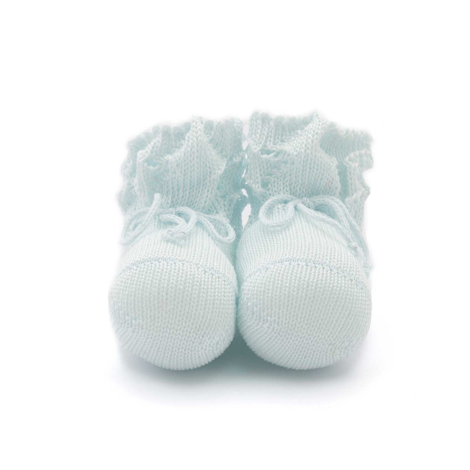 SCARPINA NASCITA IN TRICOT CELESTE NEONATO - annameglio.com abbigliamento moda