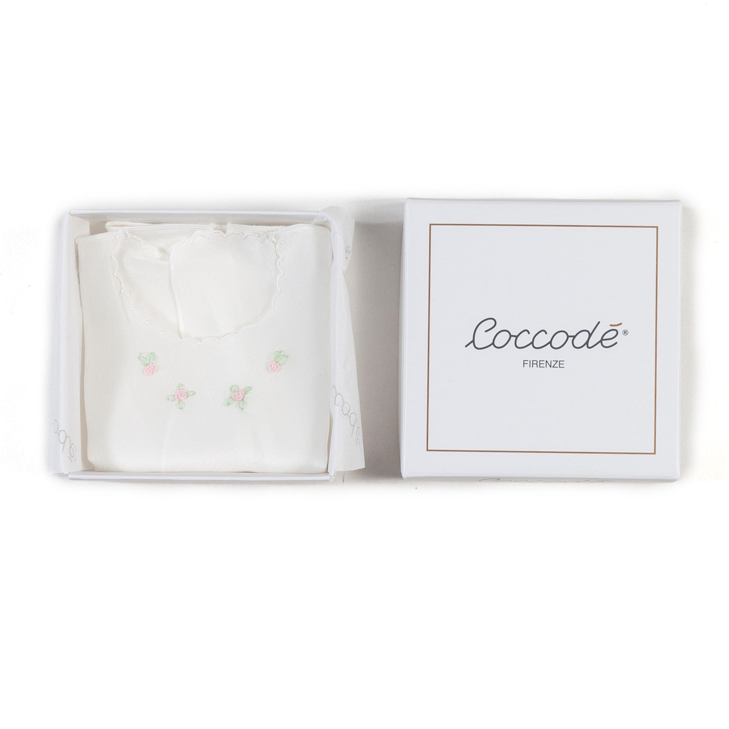 CAMICINO BIANCO PANNA CON FIORELLINI ROSA NEONATA - annameglio.com abbigliamento moda