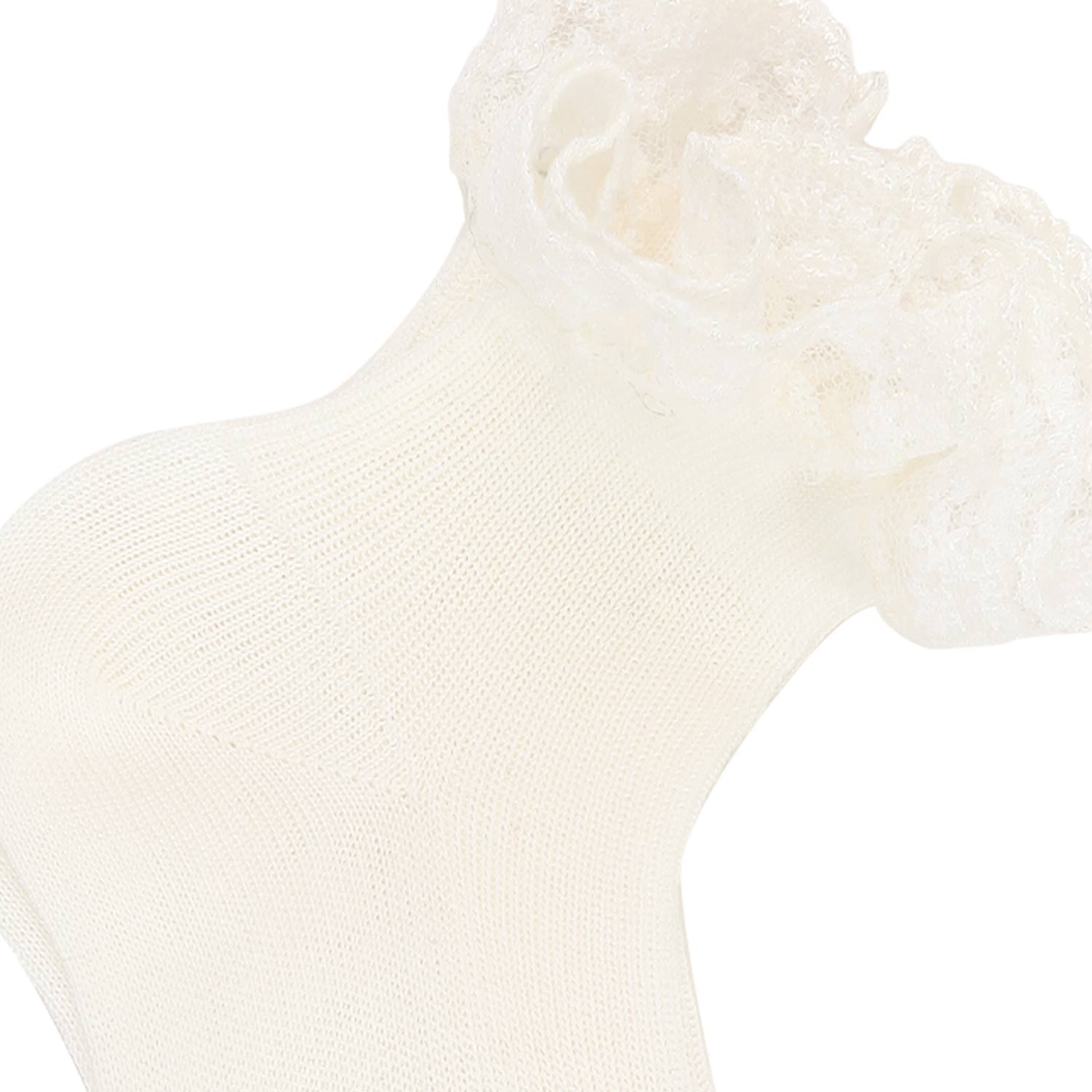 CALZA CORTA BIANCO PANNA CON PIZZO BIMBA E NEONATA - annameglio.com abbigliamento moda