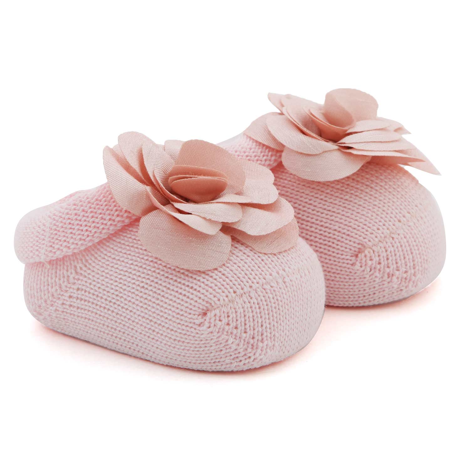 BABBUCCE TRICOT ROSA CON FIORE NEONATA - annameglio.com abbigliamento moda