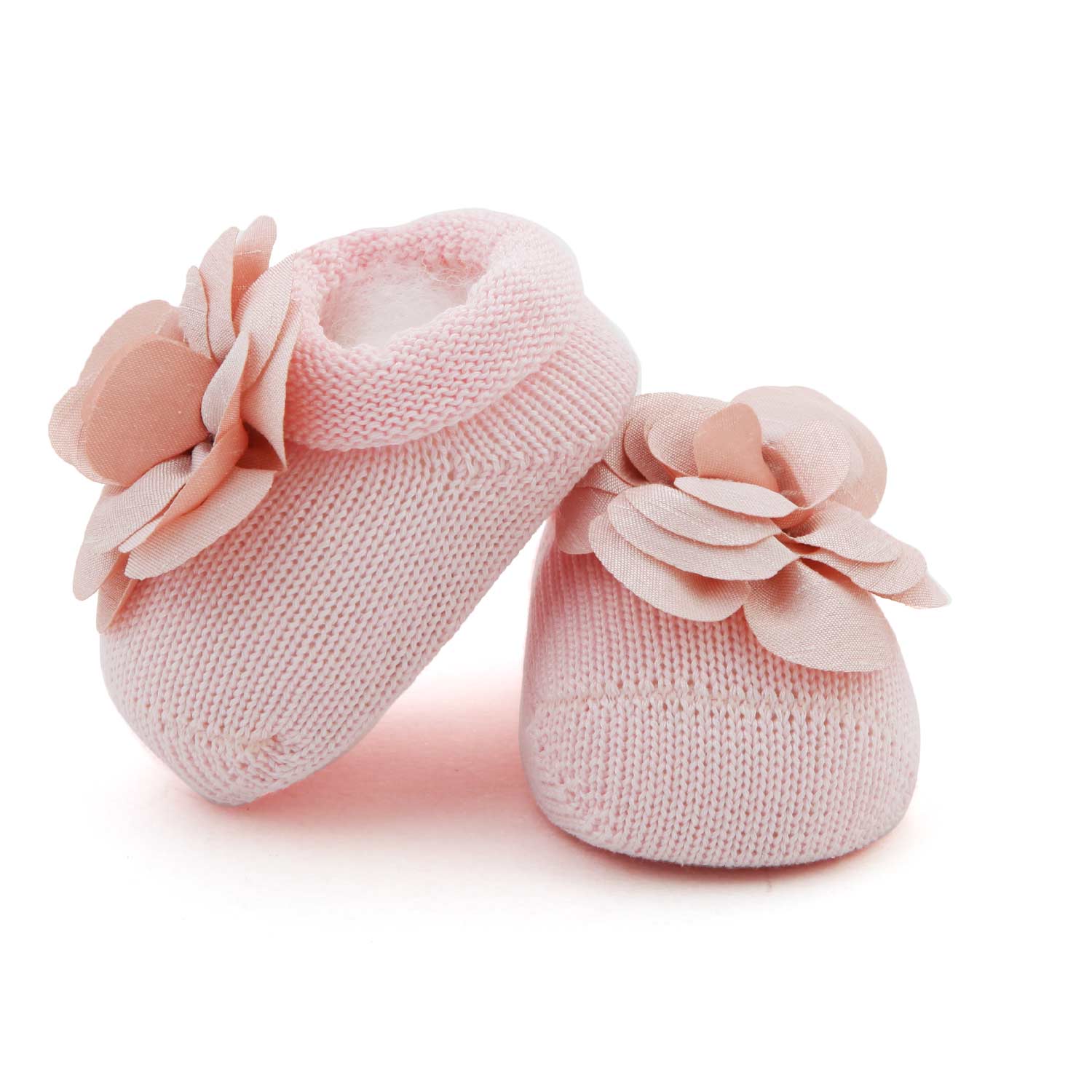 BABBUCCE TRICOT ROSA CON FIORE NEONATA - annameglio.com abbigliamento moda