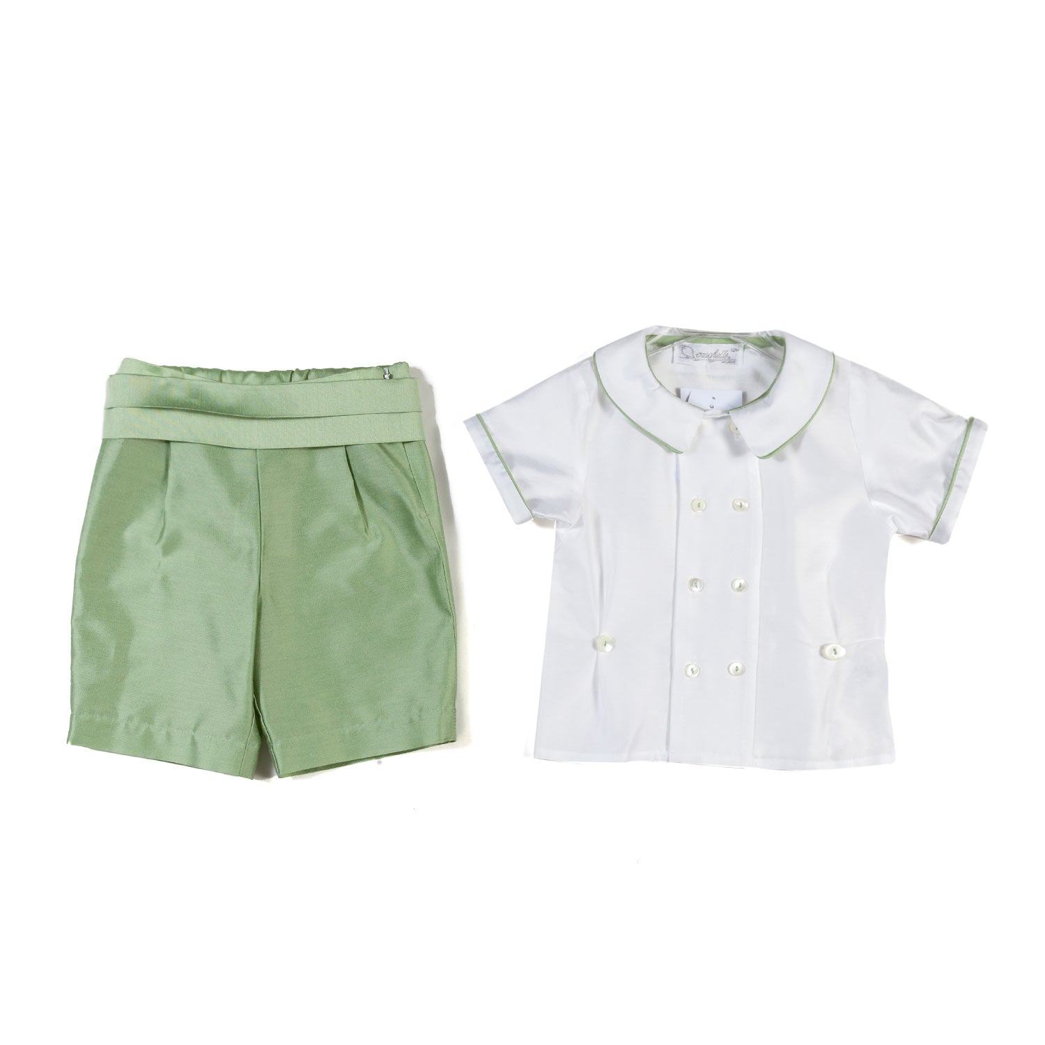 COMPLETINO CERIMONIA BIANCO E VERDE SALVIA - annameglio.com abbigliamento moda