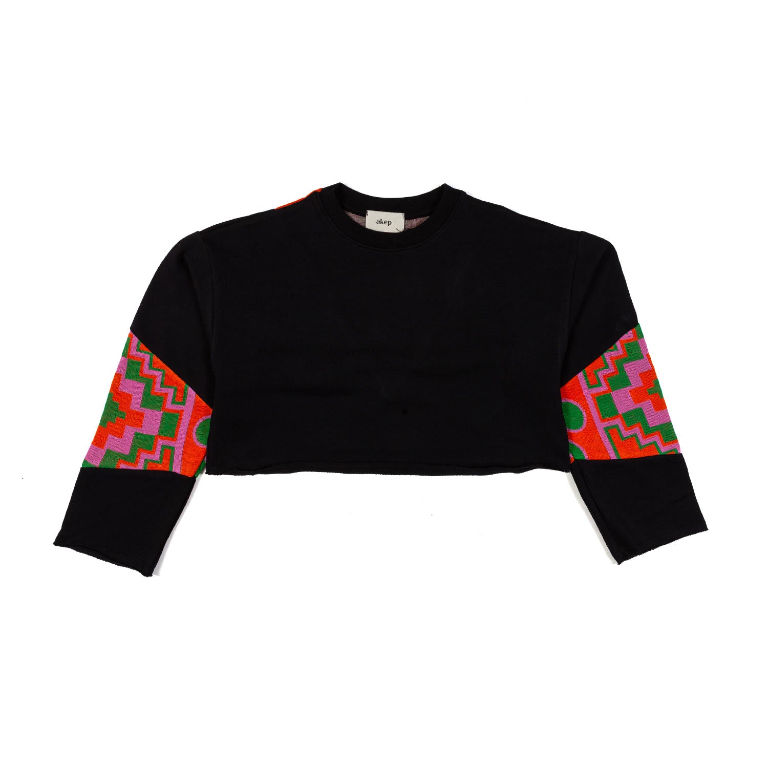 FELPA CROPPED ETNICA NERA E MULTICOLOR - annameglio.com abbigliamento moda