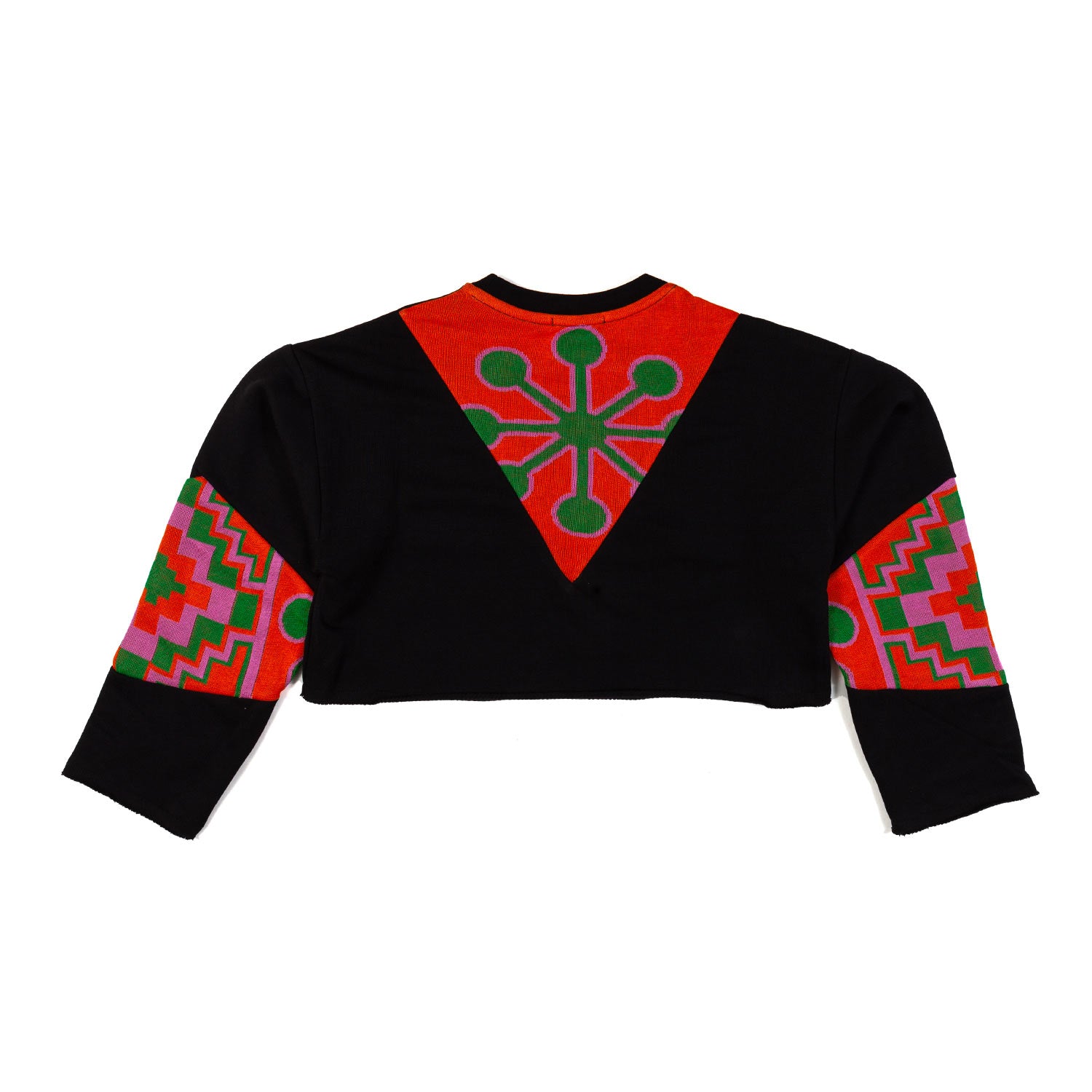 FELPA CROPPED ETNICA NERA E MULTICOLOR - annameglio.com abbigliamento moda