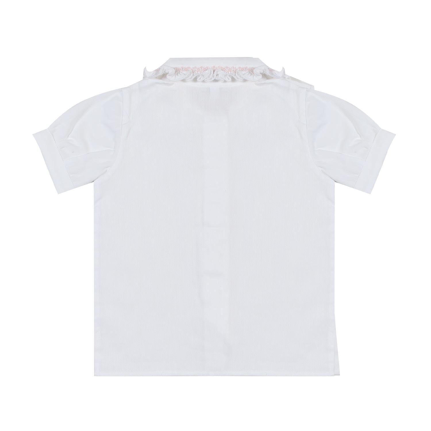 CAMICETTA BIANCA CON ORLO SMOCK ROSA NEONATA - annameglio.com abbigliamento moda