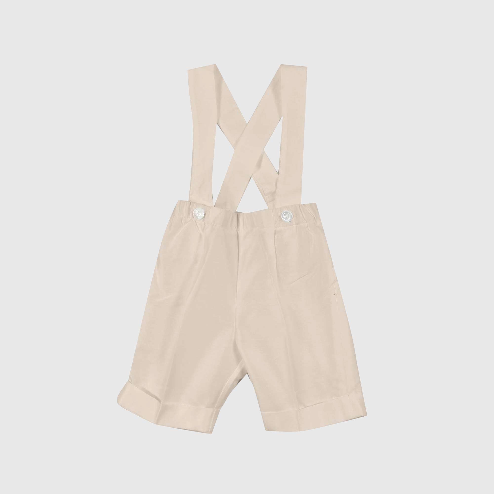 BERMUDA RASO BEIGE CORDA CON BRETELLE NEONATO - annameglio.com abbigliamento moda