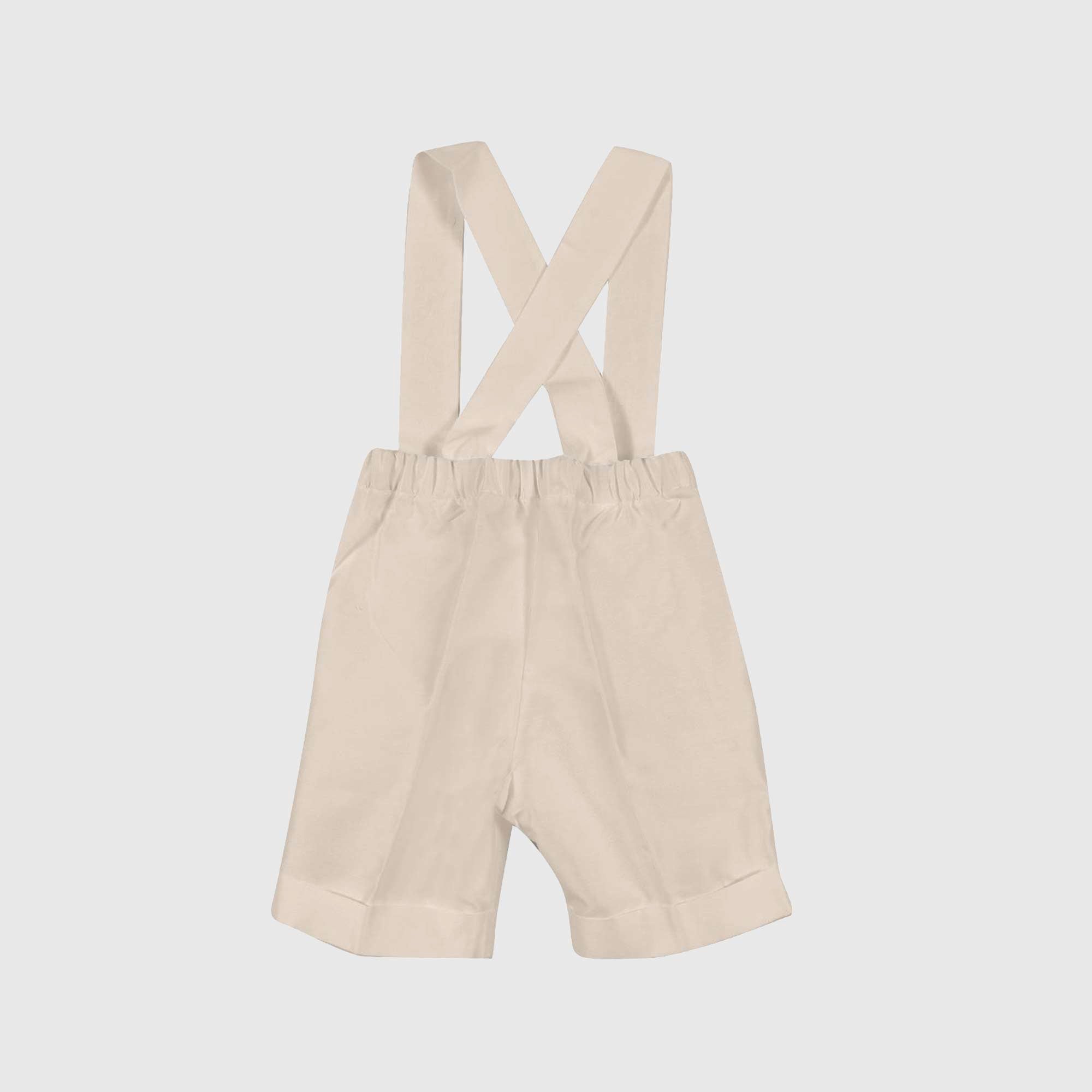 BERMUDA RASO BEIGE CORDA CON BRETELLE NEONATO - annameglio.com abbigliamento moda