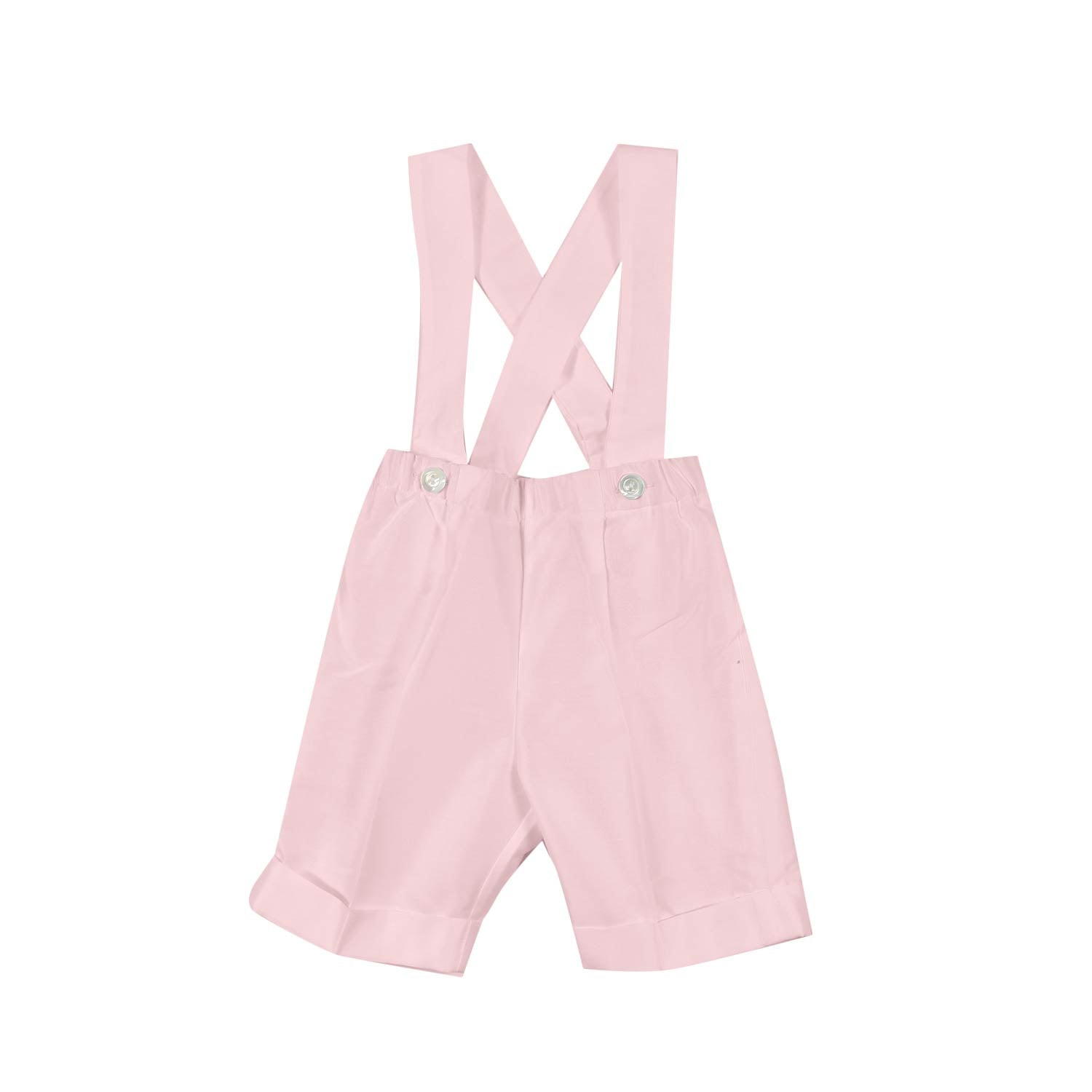 BERMUDA RASO ROSA CON BRETELLE NEONATO E NEONATA - annameglio.com abbigliamento moda