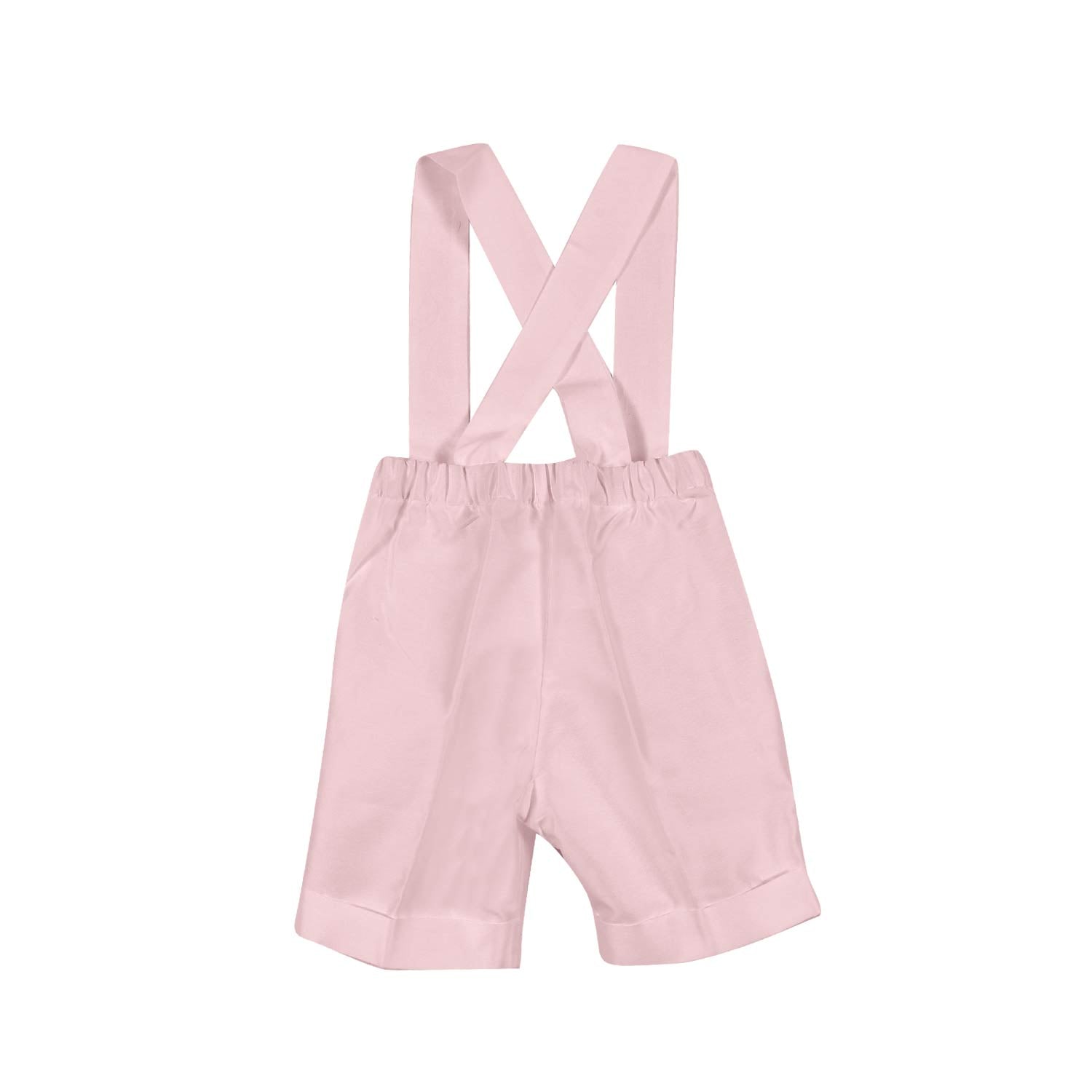 BERMUDA RASO ROSA CON BRETELLE NEONATO E NEONATA - annameglio.com abbigliamento moda
